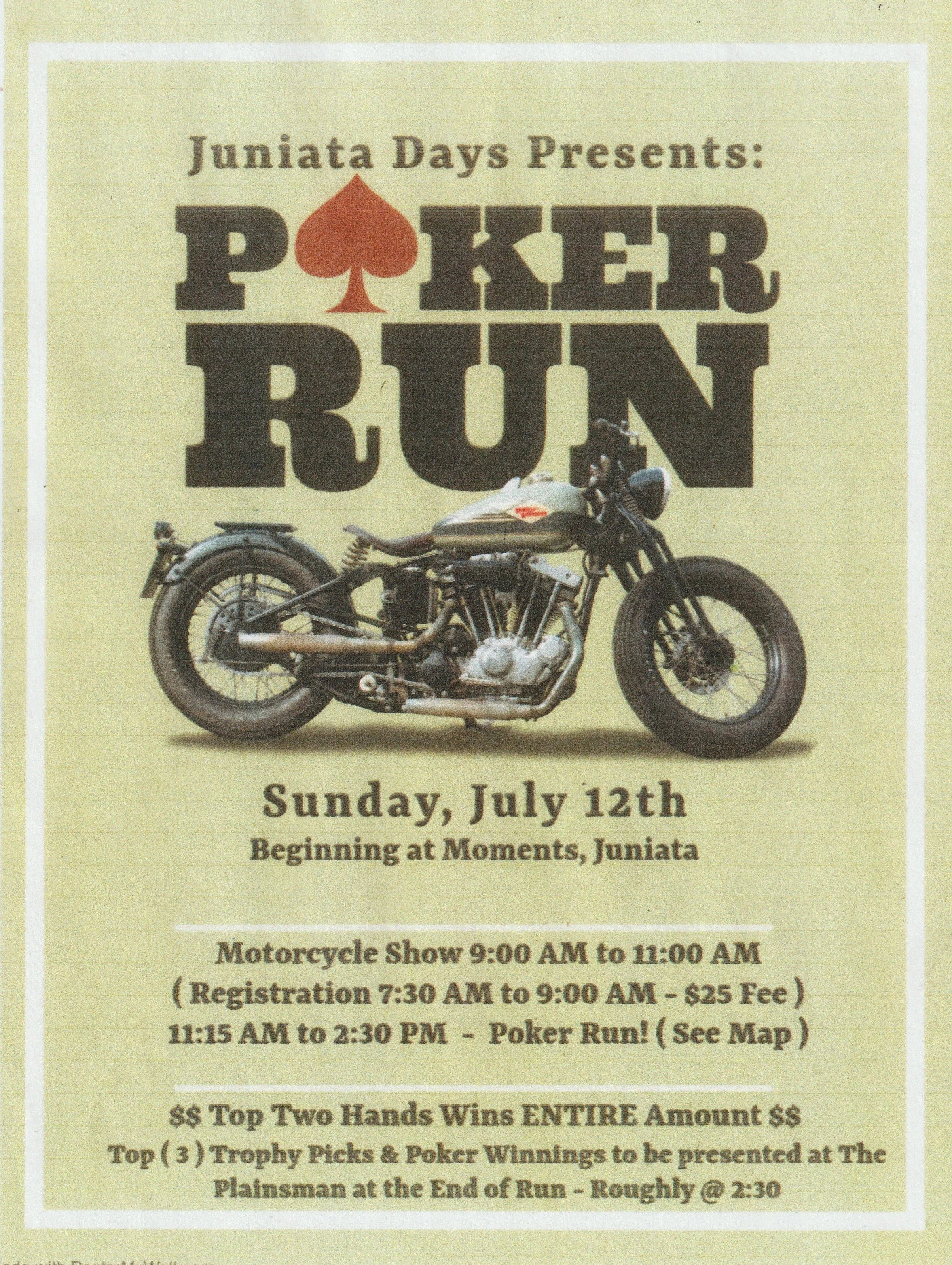 Juniata Days!  - Motorcycle Show &amp; Poker Run