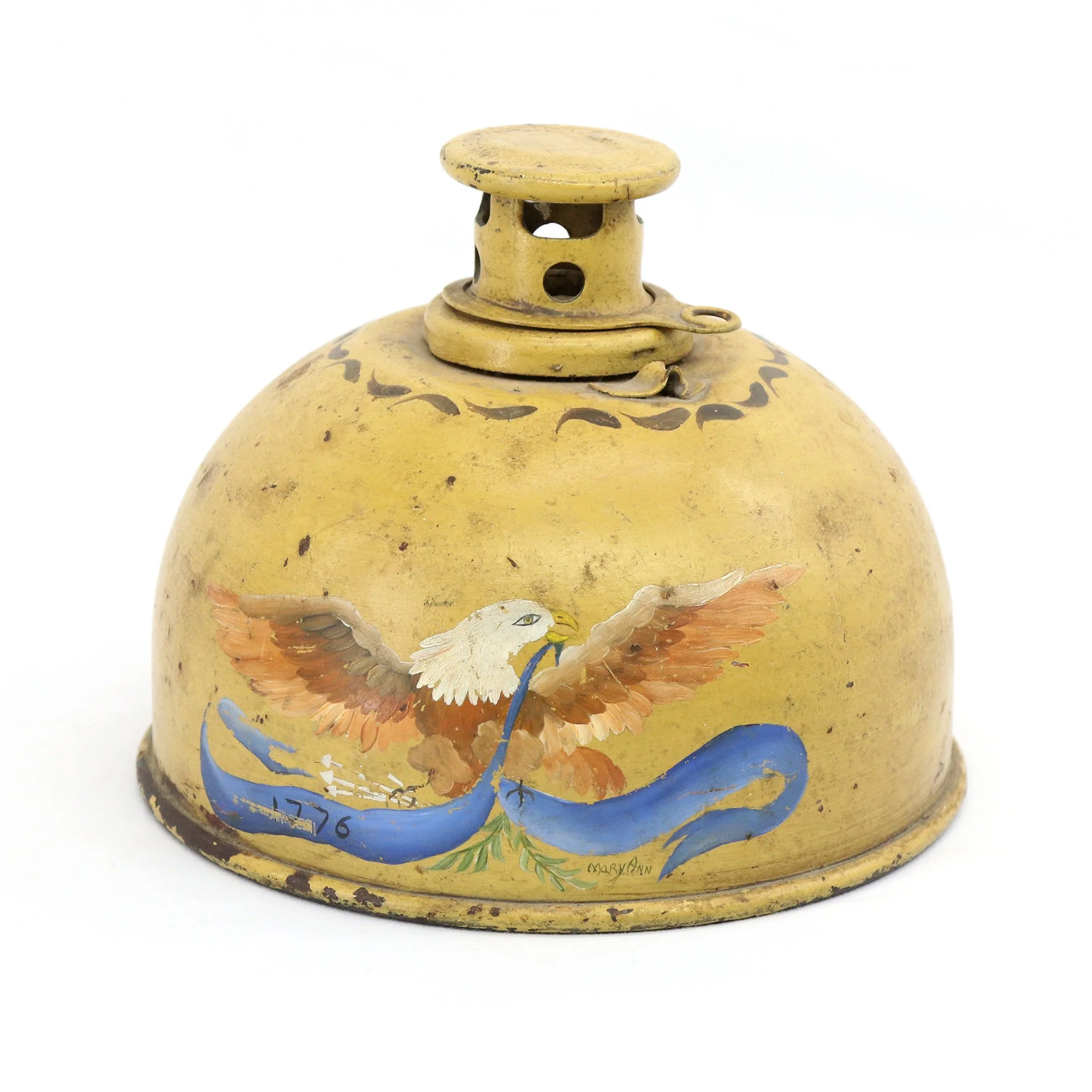 Vintage Kerosene Smudge Pot Lantern with Hand Painted Americana Eagle Folk Art 1776  (2).jpg