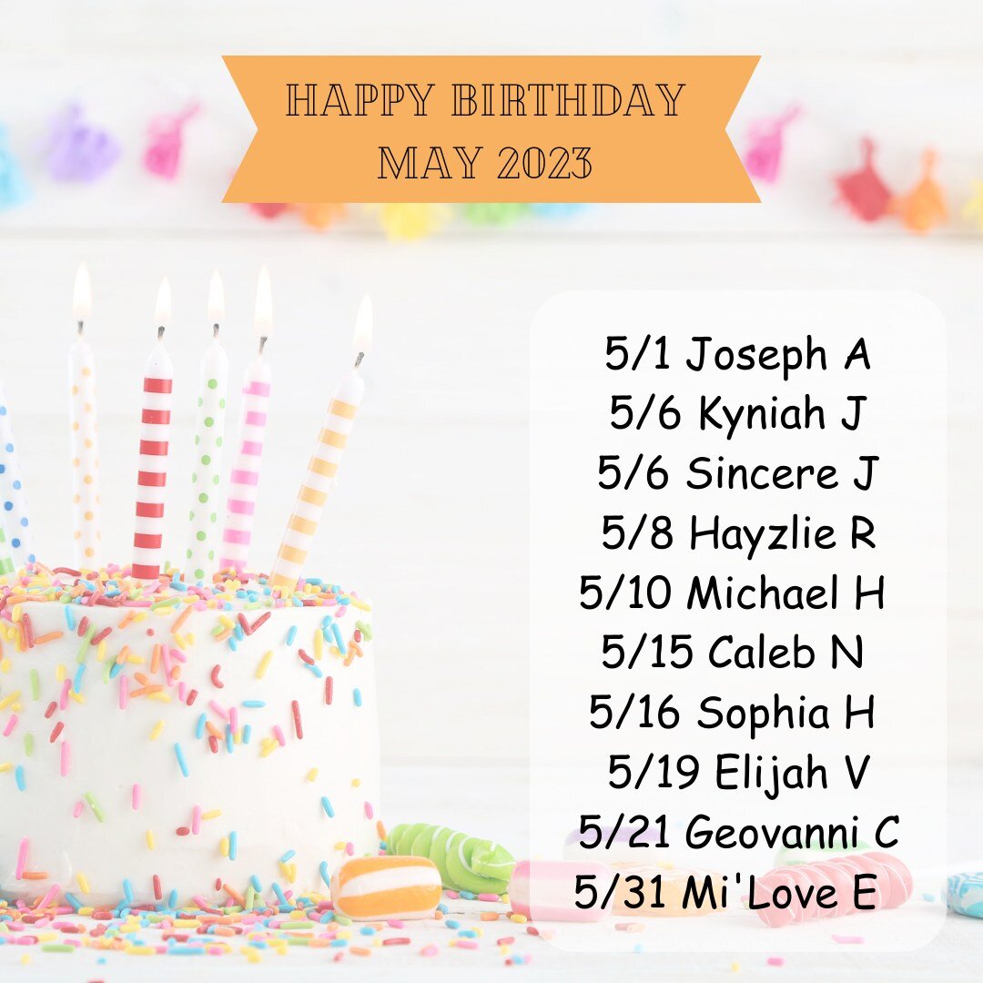 Join us in wishing a Happy Birthday to all of our kids who have a birthday in the month of May! 💙🎉

 #fostercare #happybirthday #maybirthdays #fosterkidsmatter