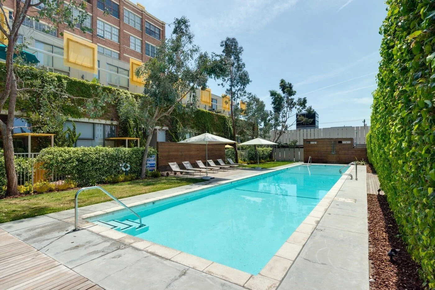  Exterior pool and outdoor area at Biscuit Company Lofts. 