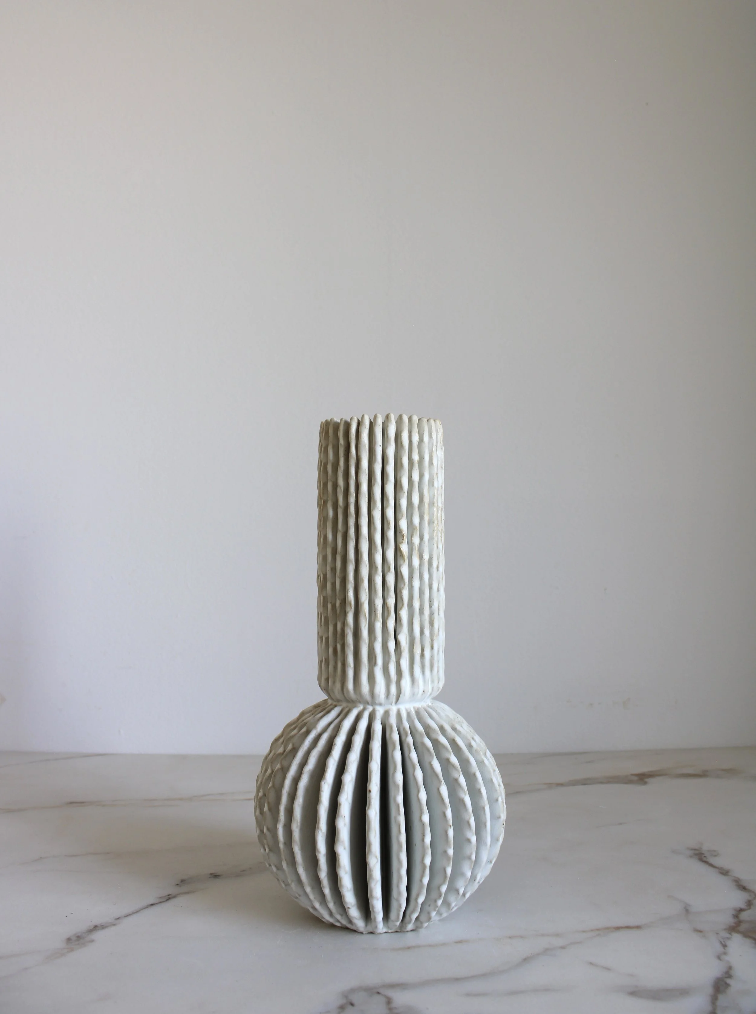 Radial Bottle Vessel in Warm White