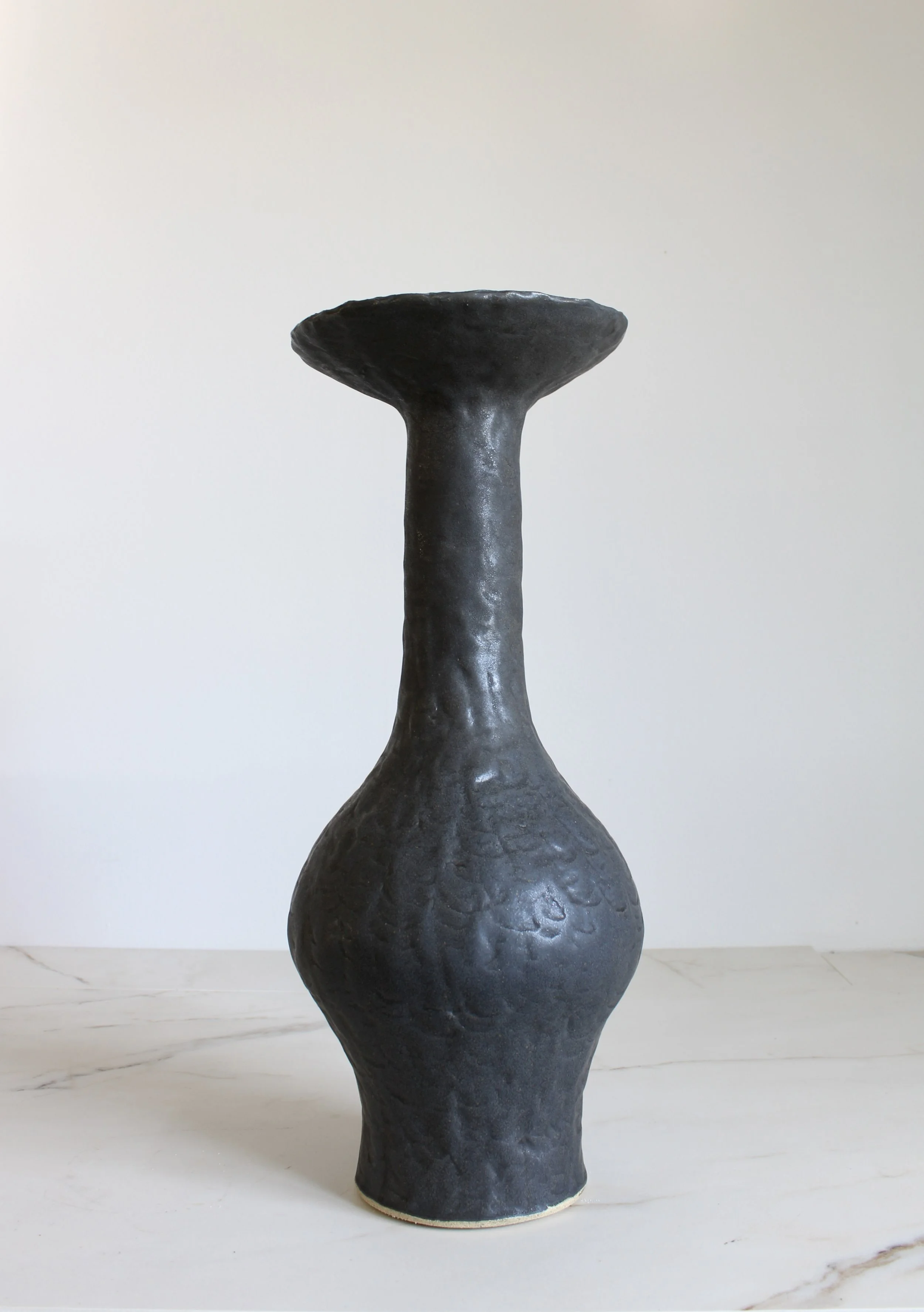Soft Black Vase with Funnel