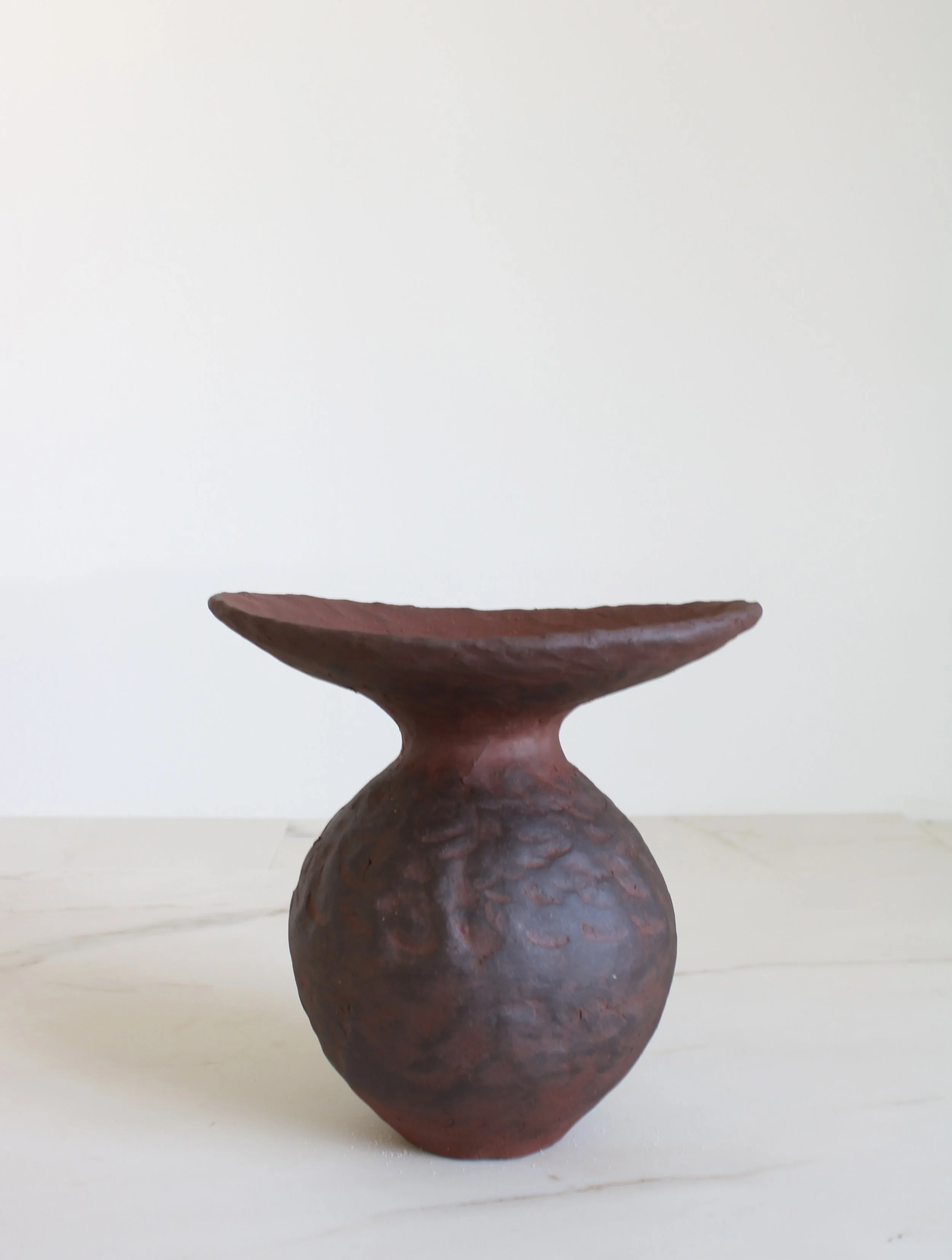 Brown Stoneware with Oval Funnel