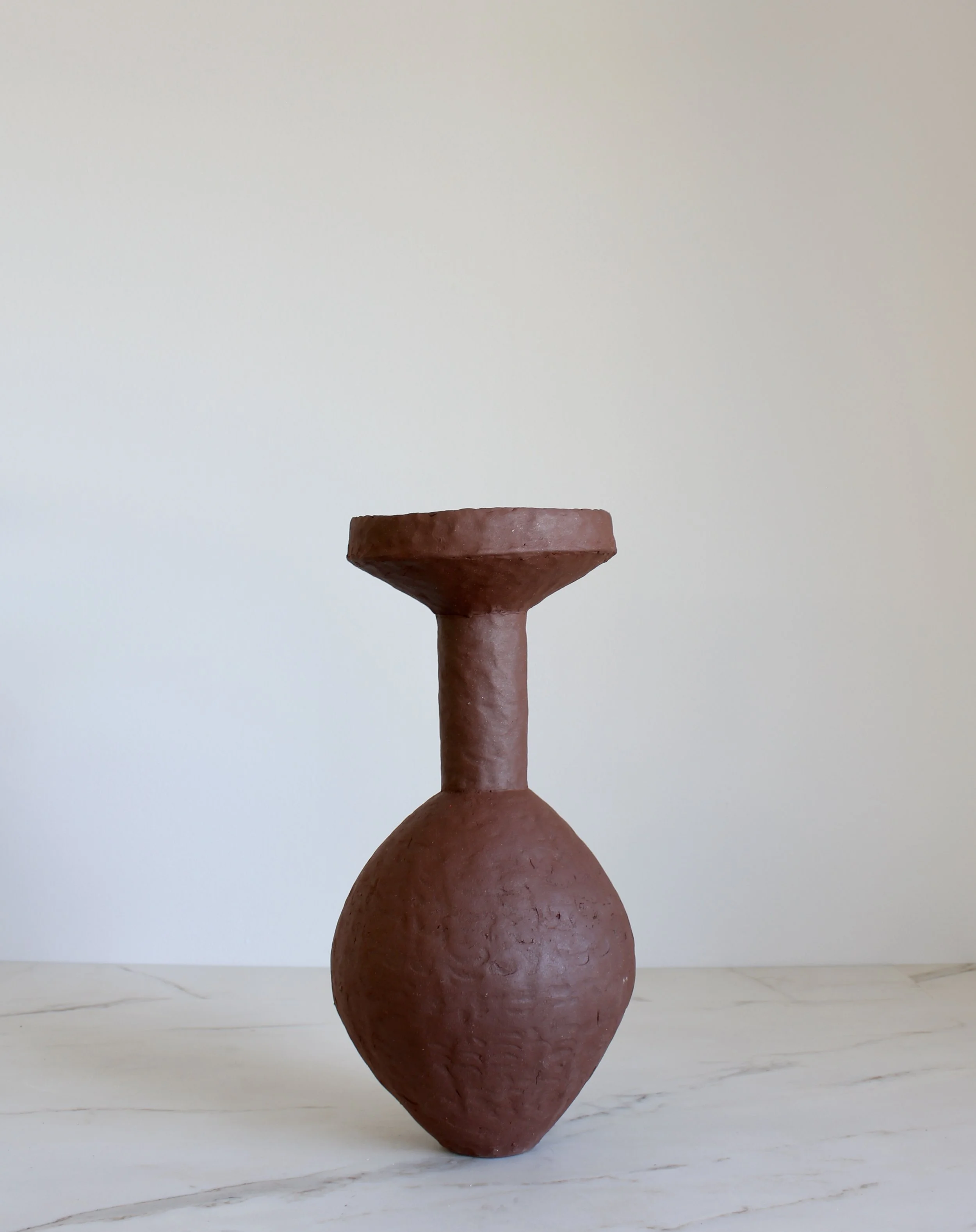 Red Stoneware Oval with Funnel