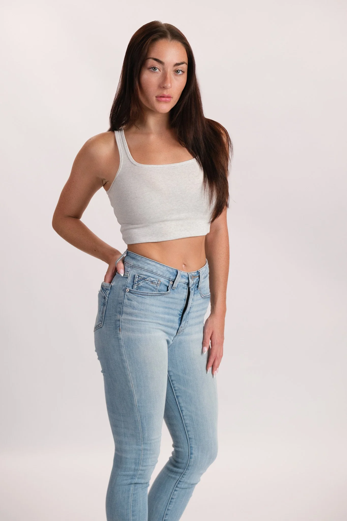 Model digital headshot against a neutral studio background, Las Vegas