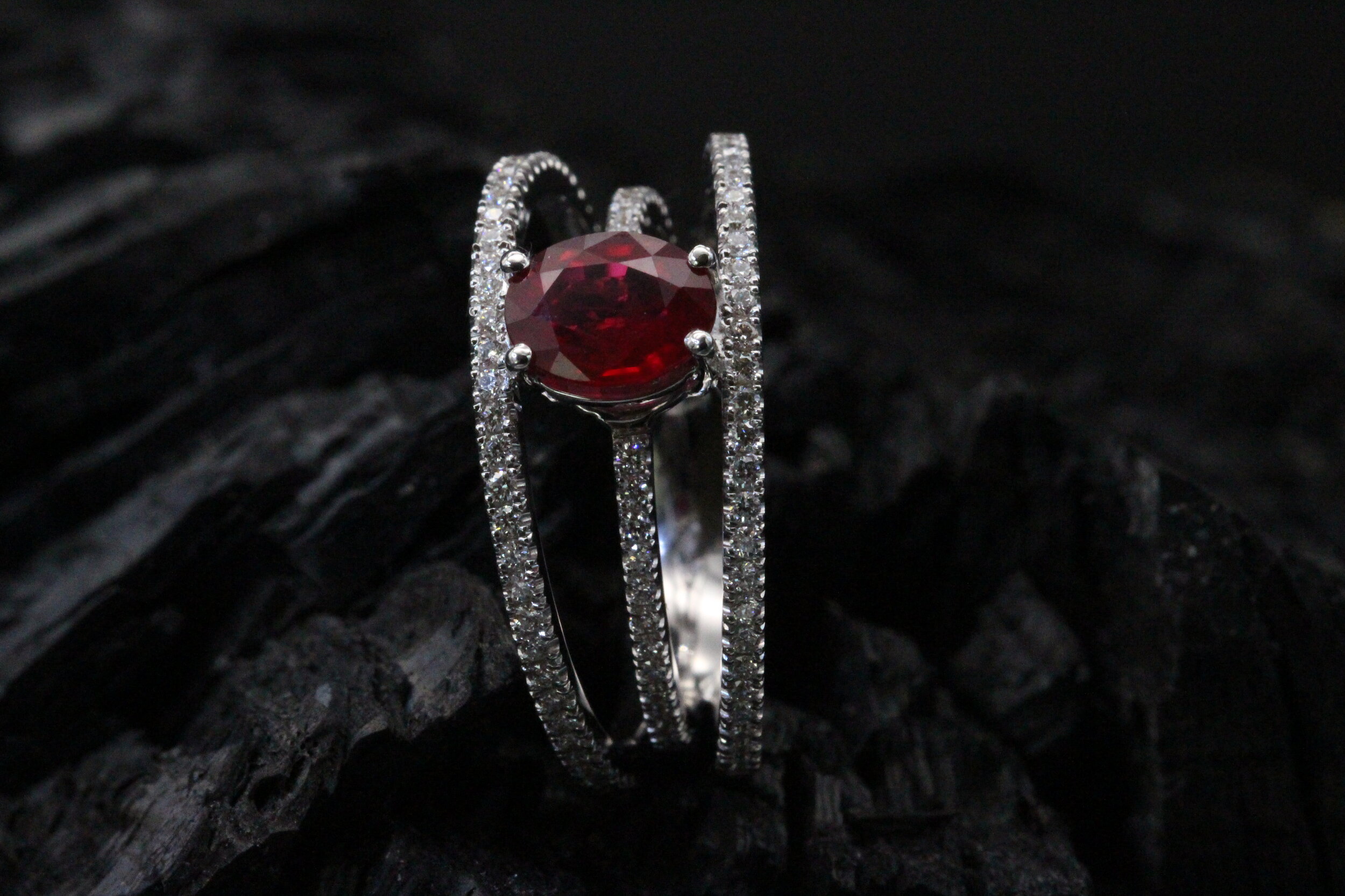 Ruby ring paved with diamond by sagess