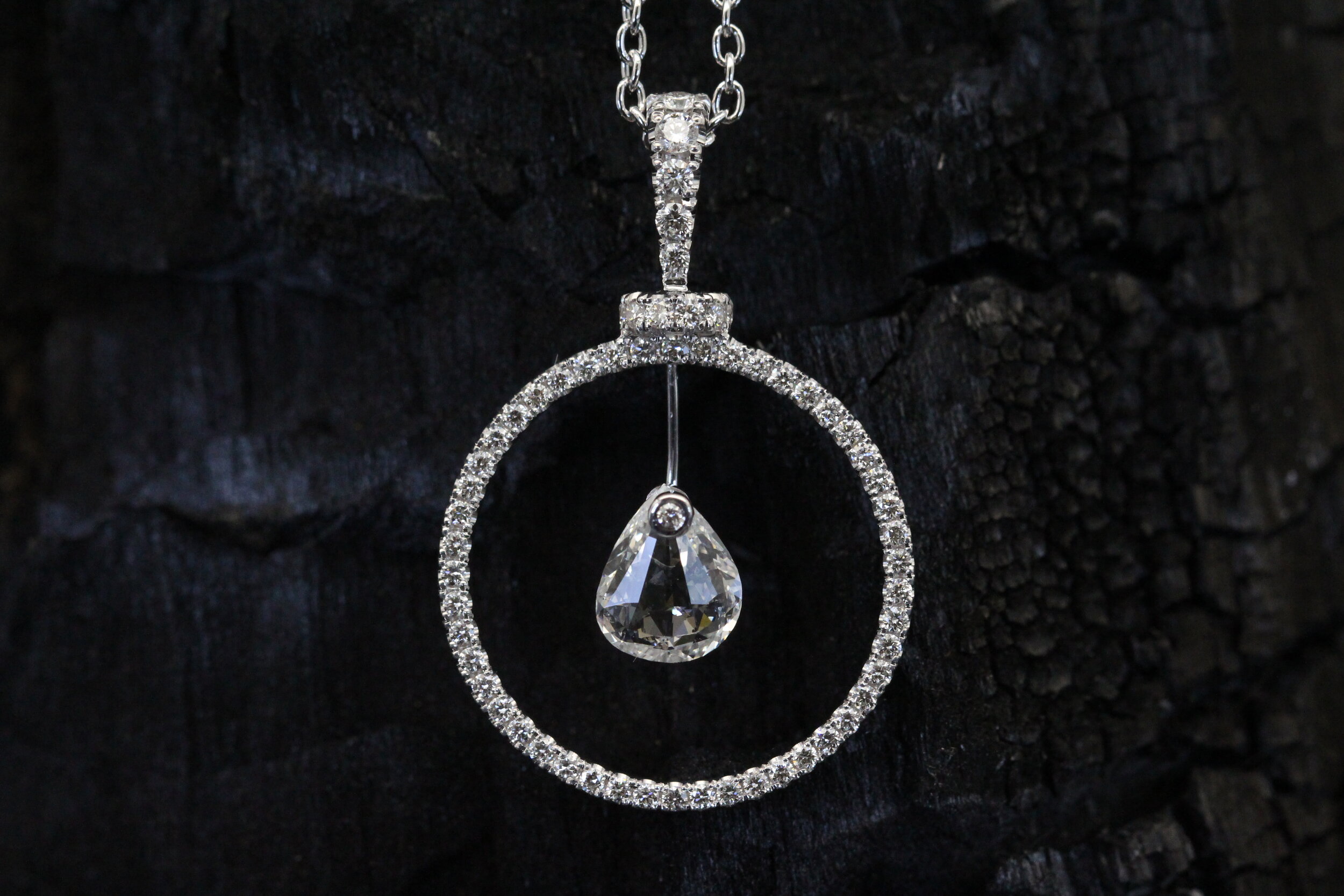 tear drop diamond pendant by sagess