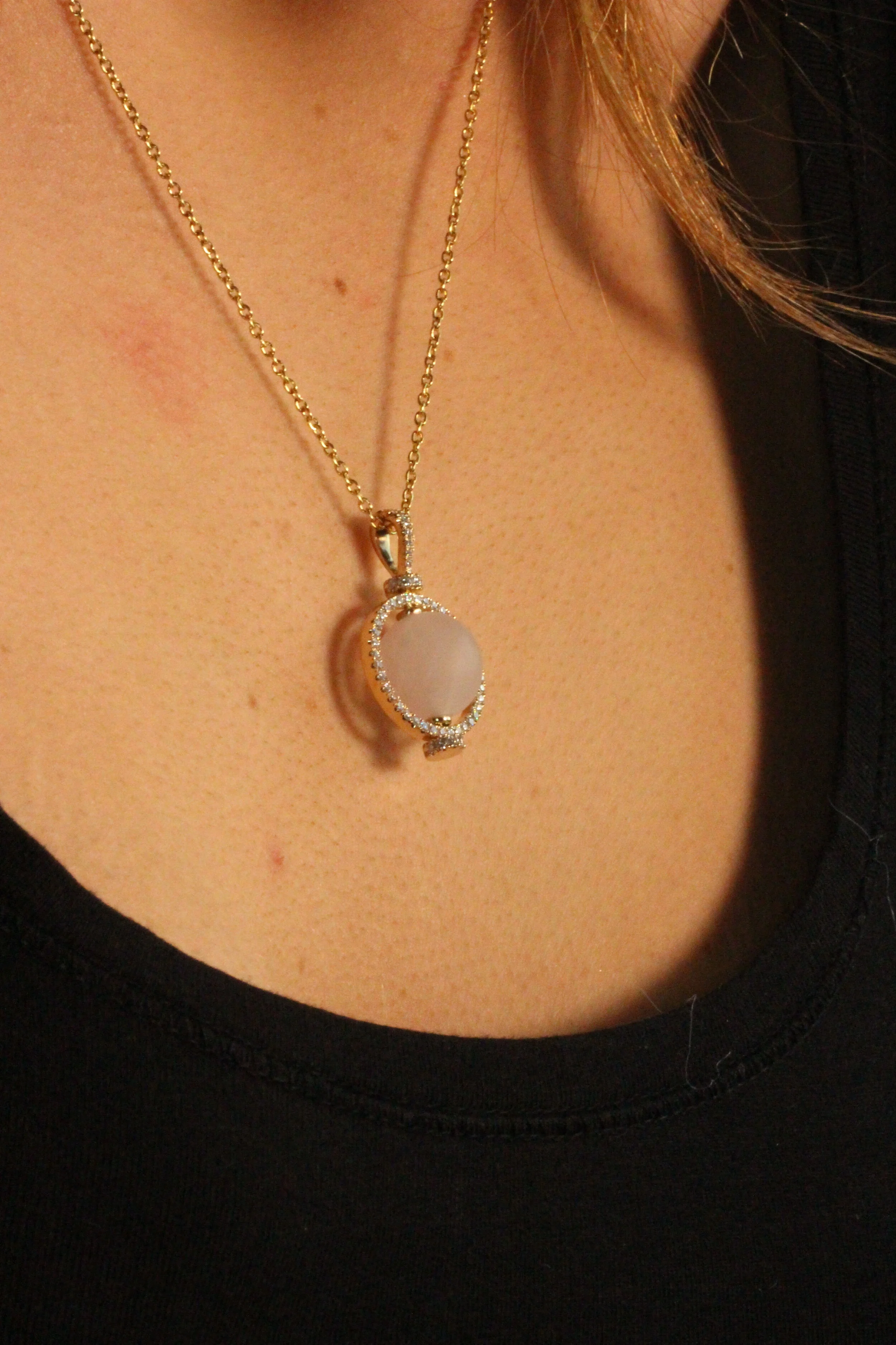 Love Magic Charms - Rose Quartz &amp; Diamond Pendant Necklace