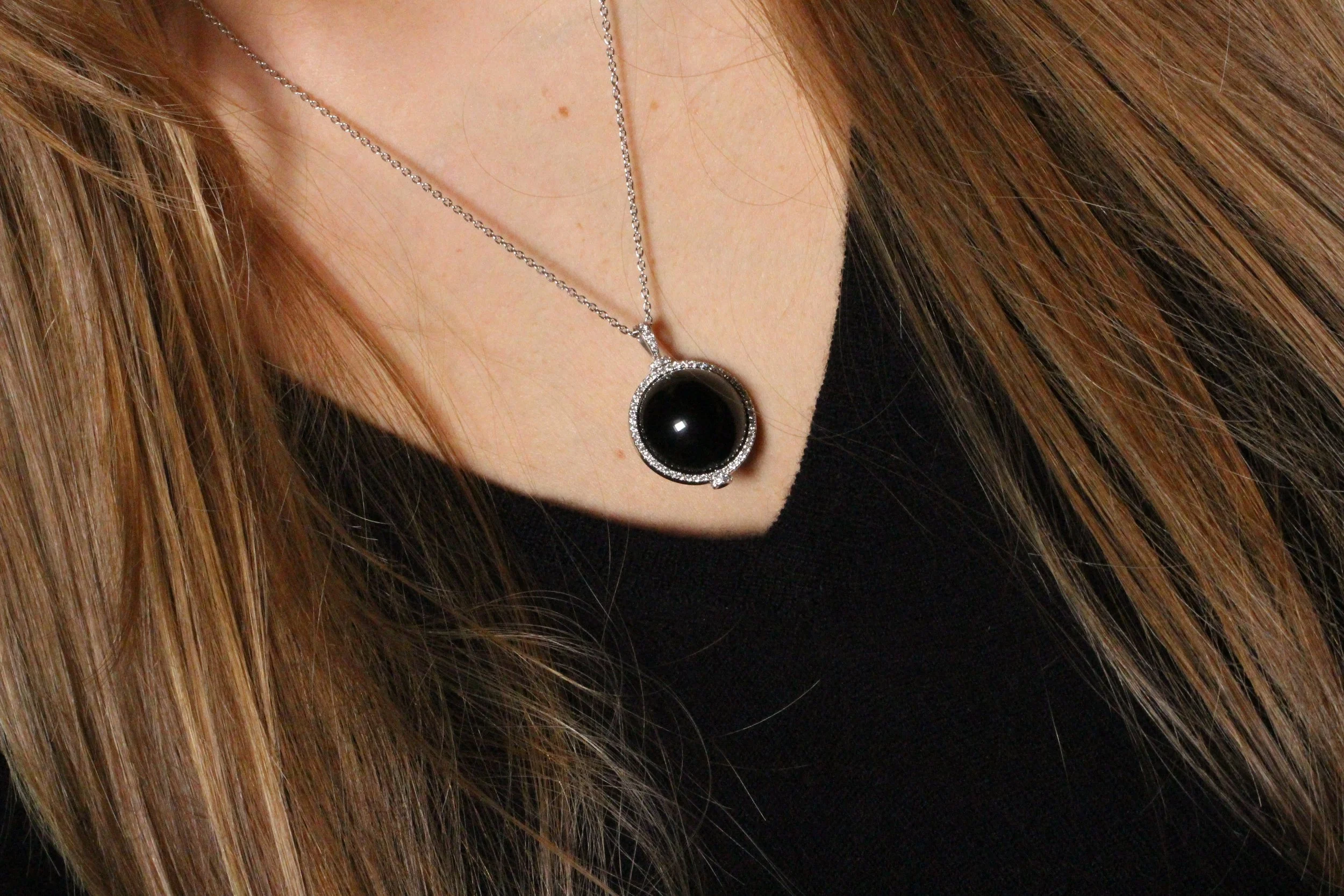 Pendentif Magic Charms en obsidienne et diamant – Joaillerie de luxe et protection