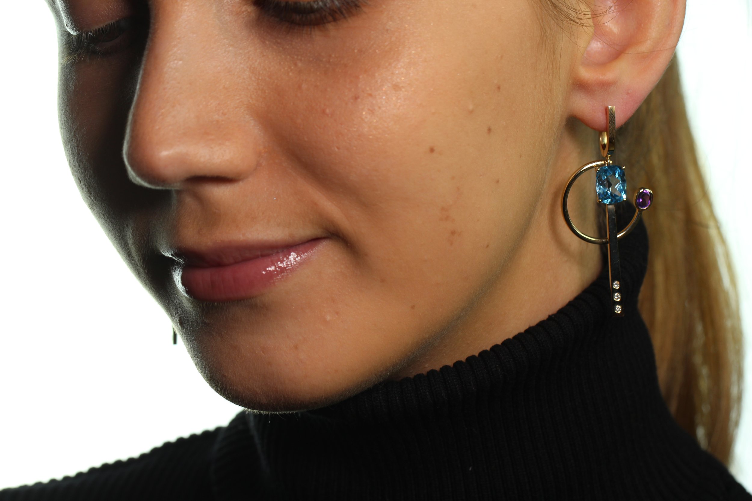 Fancy color gemstone earrings
