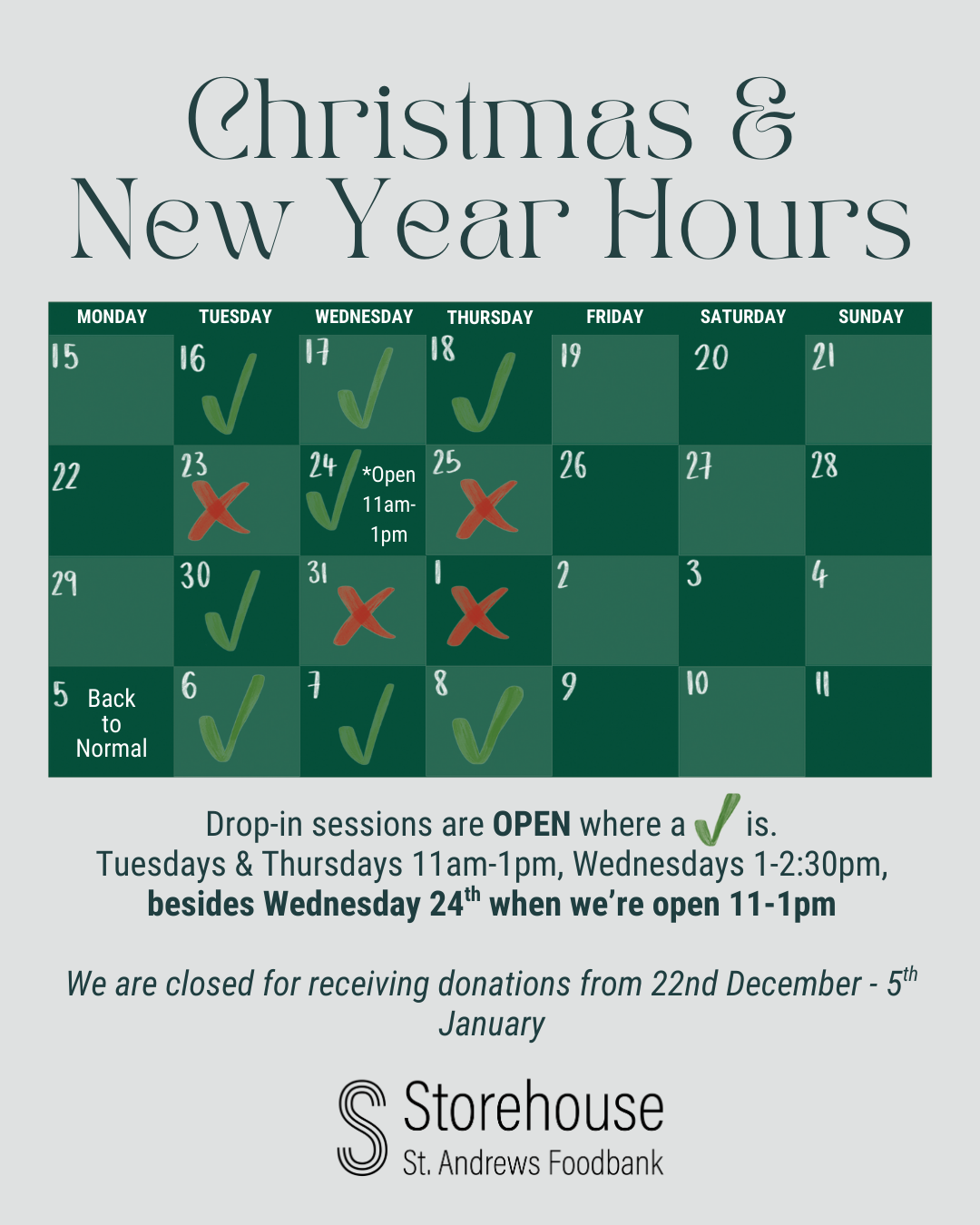 Christmas and New Year Opening Hours 
