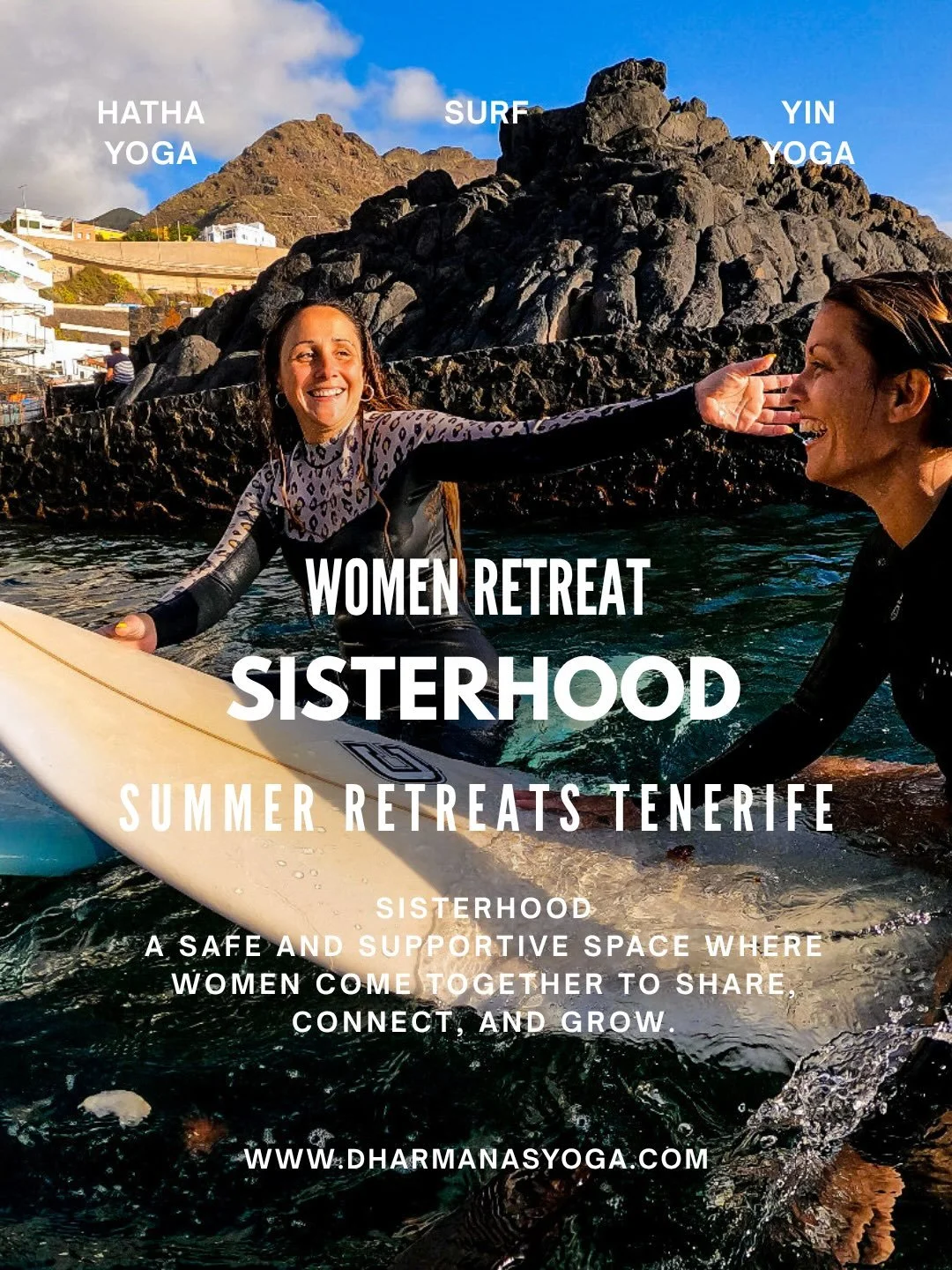 ✨ SUMMER RETREAT 2026 ✨

A week to reconnect with yourself, the ocean, and a community of women.

Join us for 7 days of movement, adventure, and sisterhood in Tenerife. Together we&rsquo;ll flow through yoga practices, catch waves, share nourishing m
