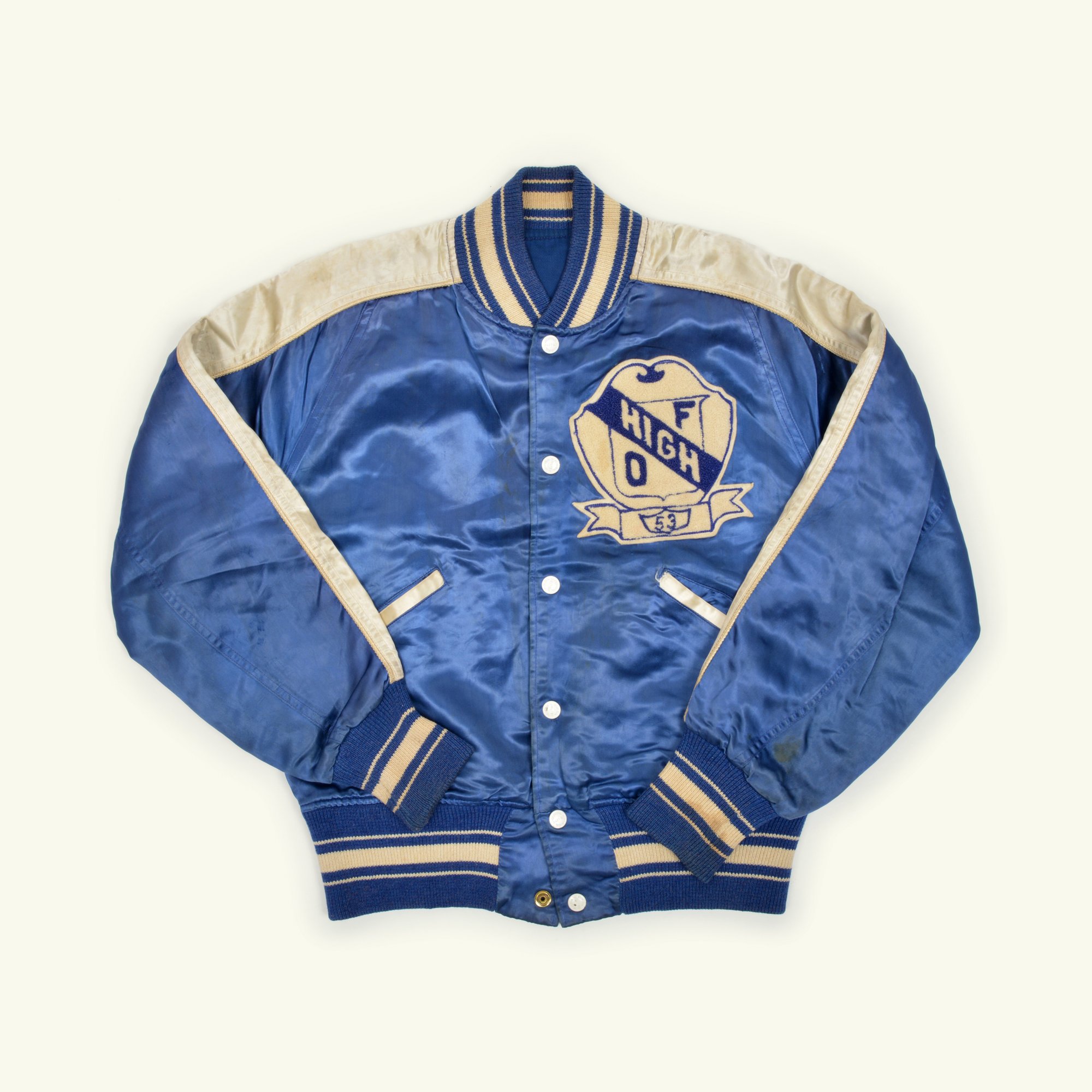 c.1950 Reversible and embroidered varsity sport jacket — LE VIF