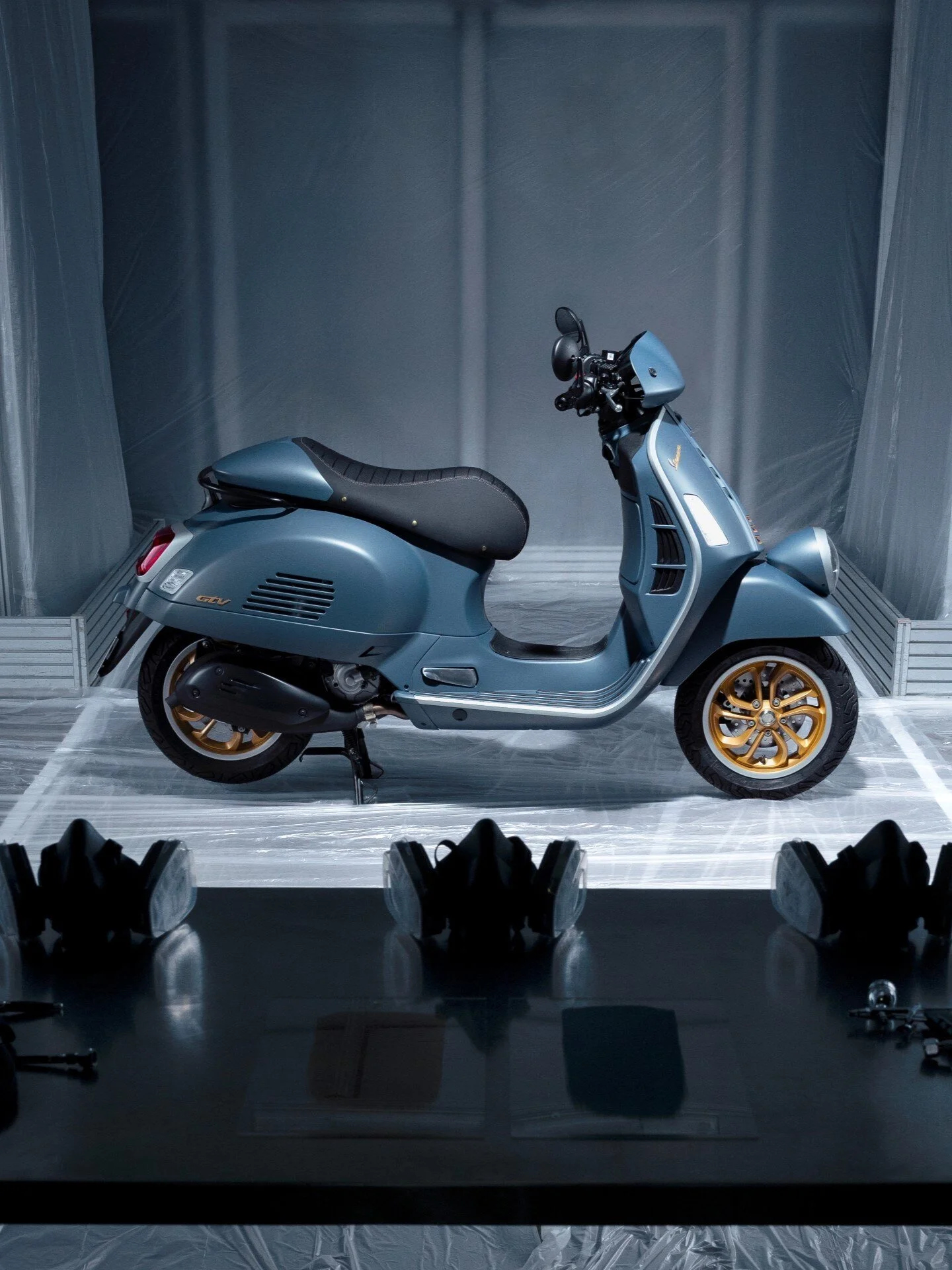 2026 Vespa GTV 310 scooter — full-length studio view 2