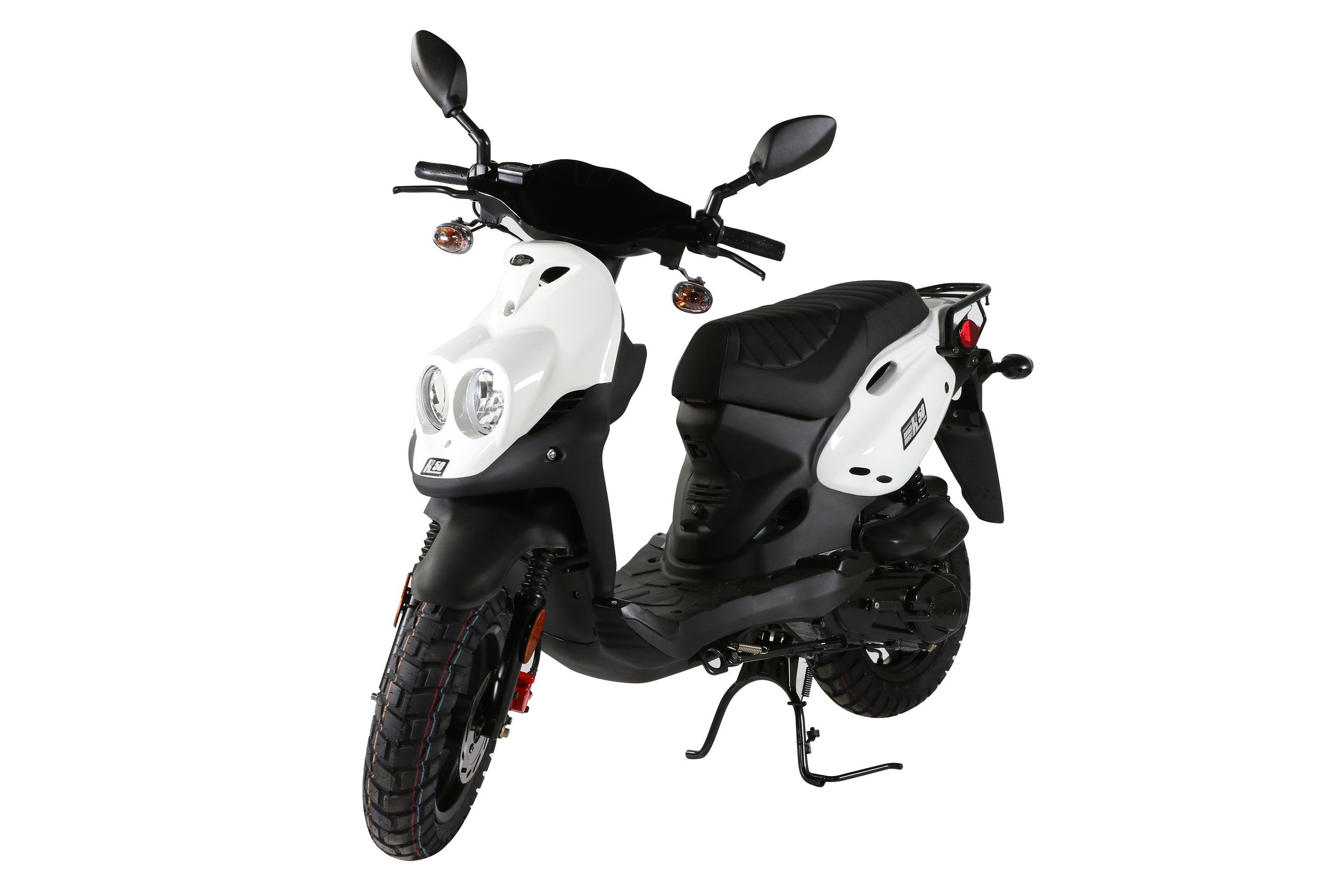 2026 Genuine RoughHouse 50 scooter in White — front three-quarter view 3