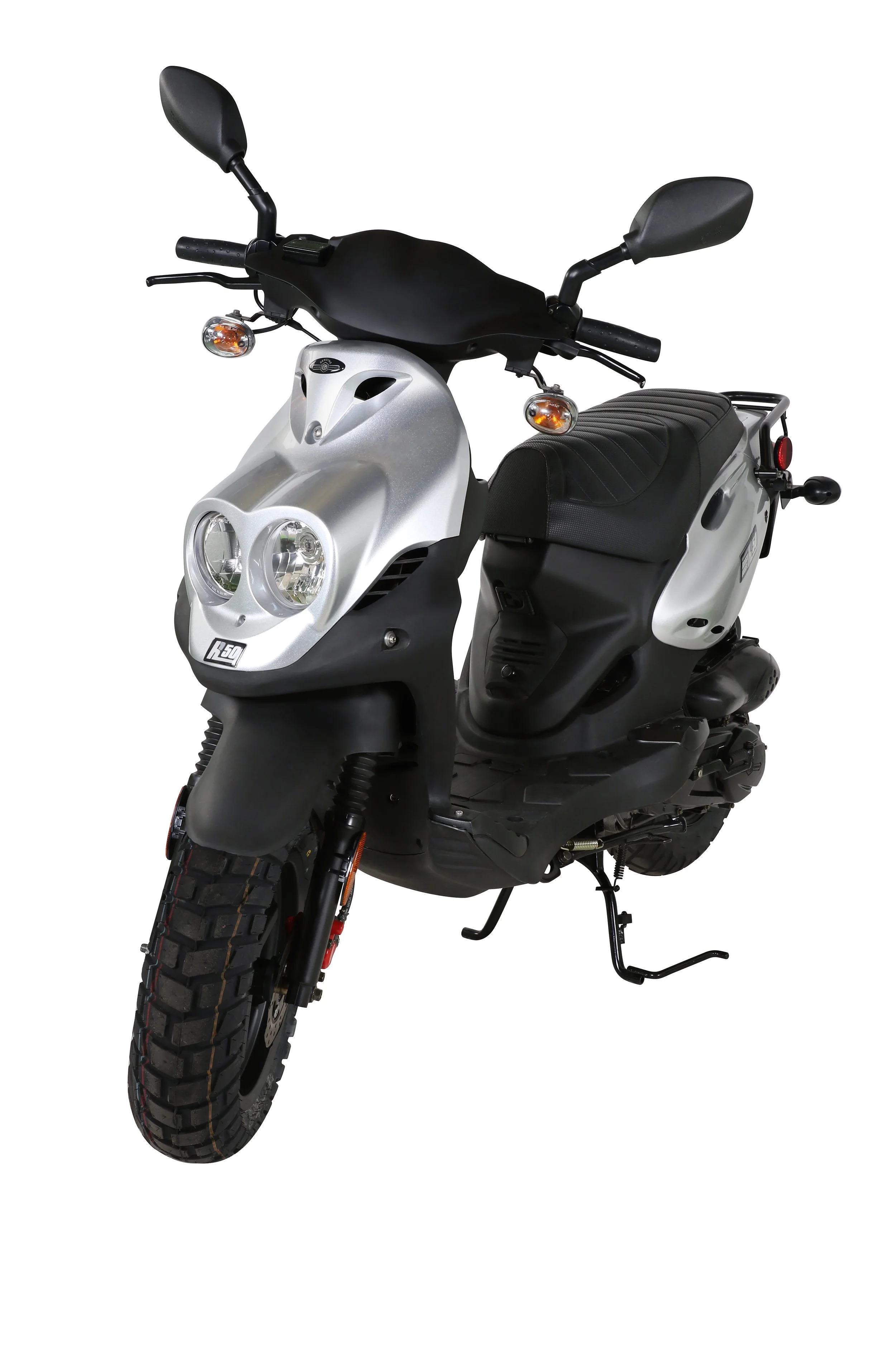 2026 Genuine RoughHouse 50 scooter in Silver — three-quarter rear view 2