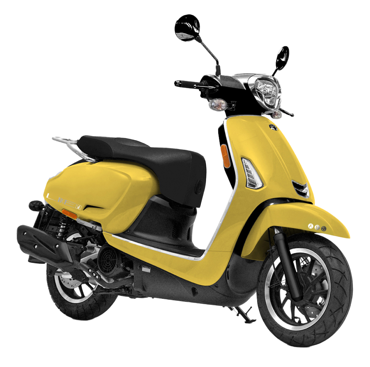 2026 Kymco Like 150i ABS scooter in Yellow — side profile view