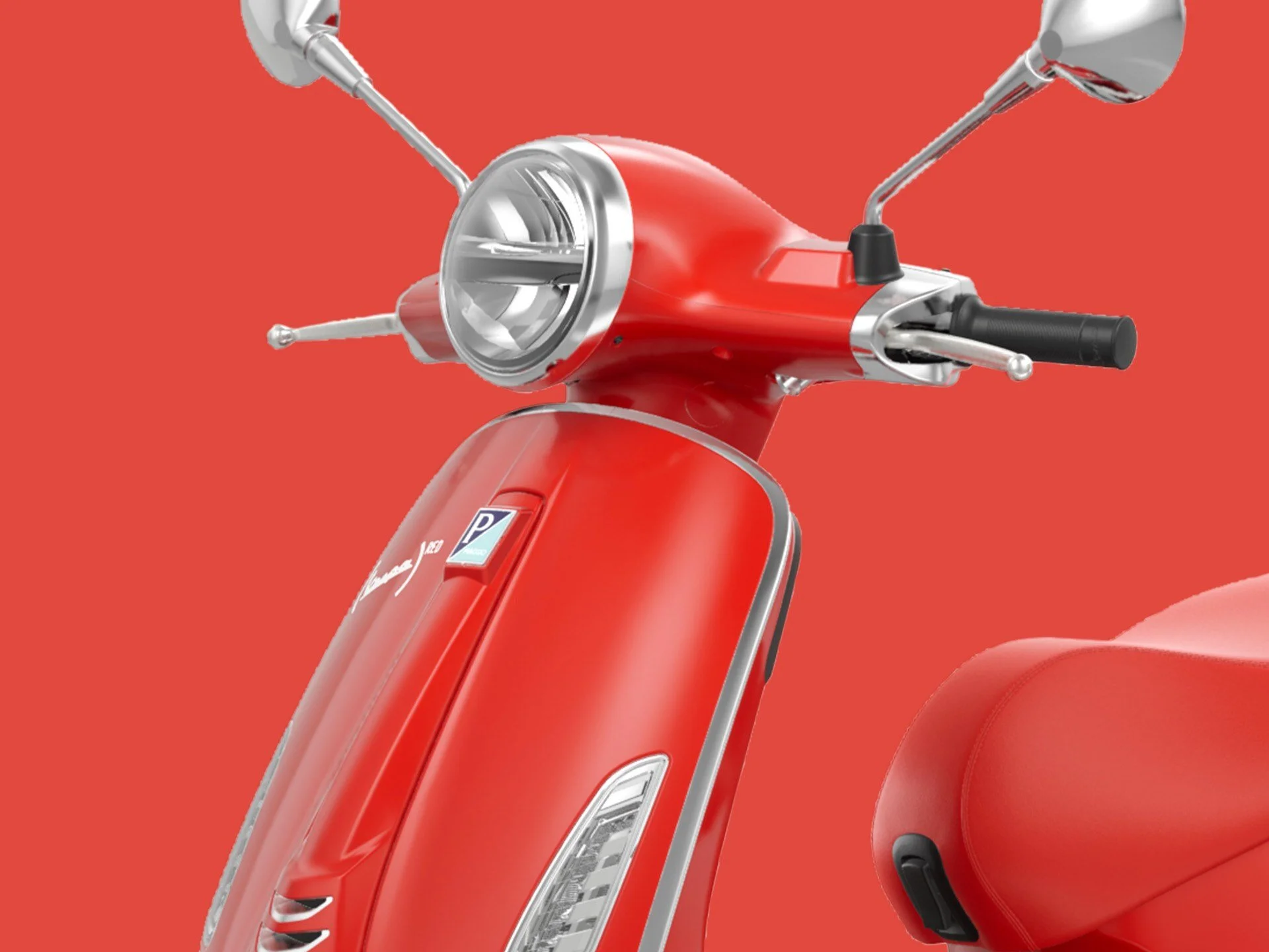 2026 Vespa Primavera 150 scooter in Red — front three-quarter view 5