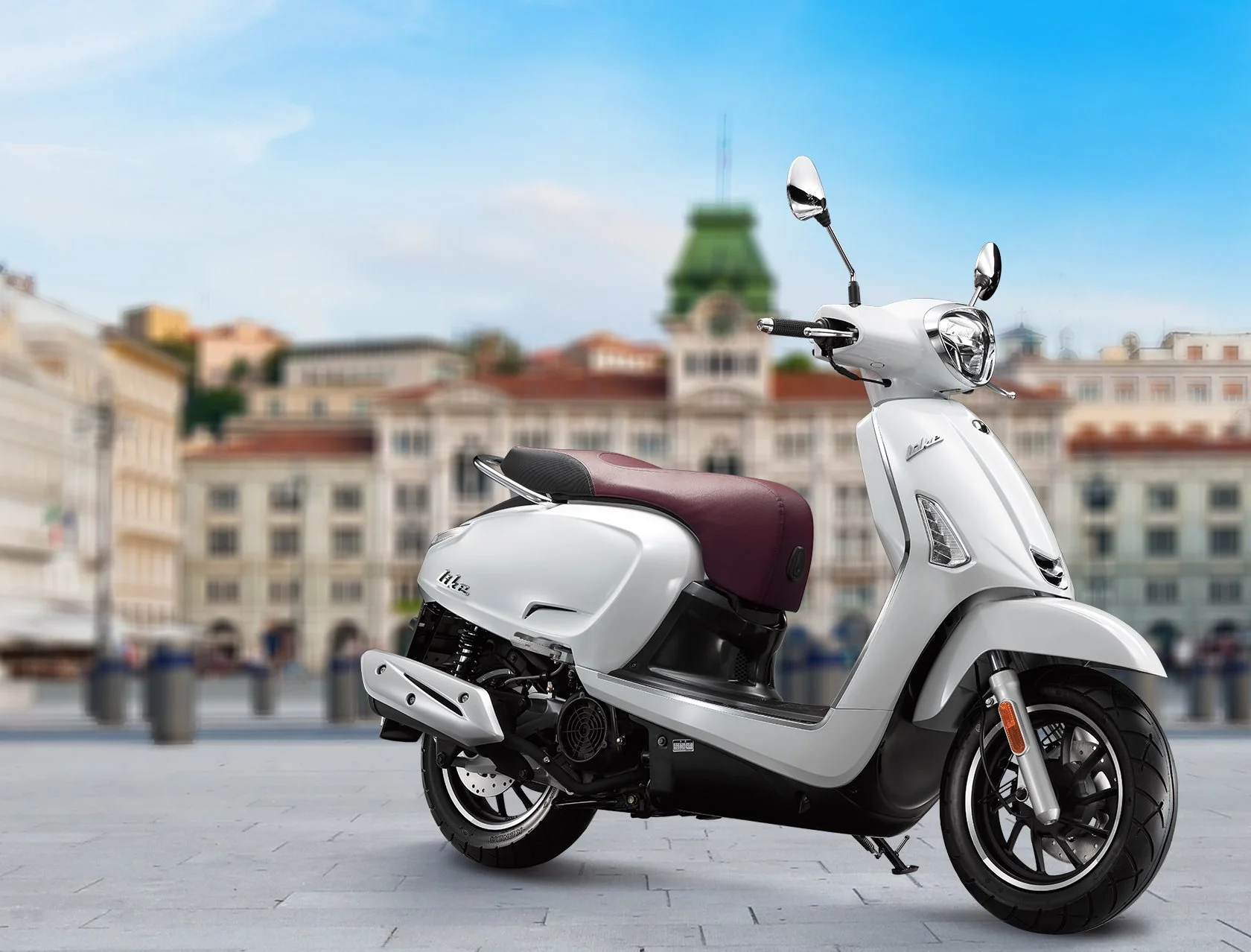 2026 Kymco Like 150i ABS scooter — three-quarter rear view 4