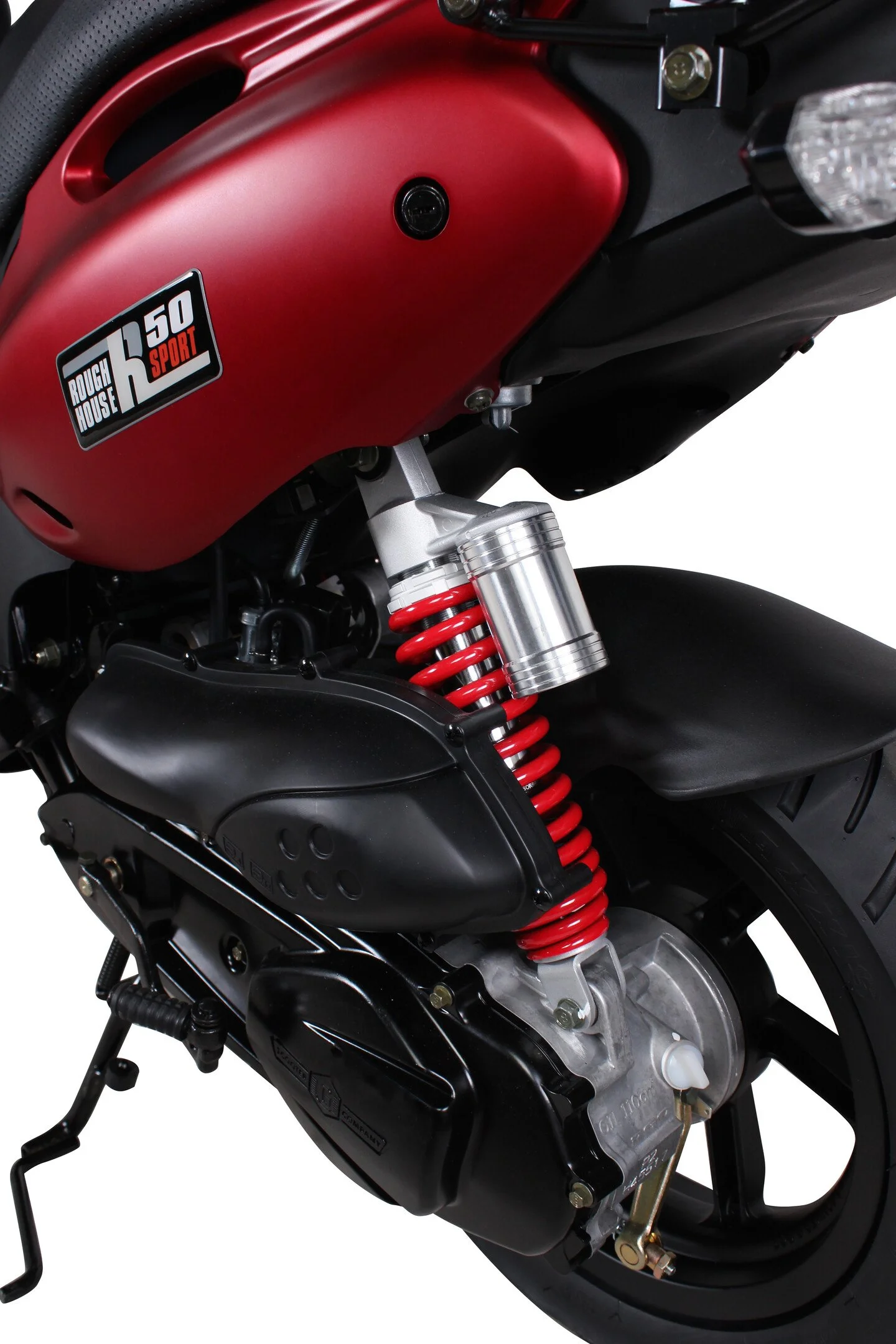 2026 Genuine RoughHouse 50 Sport scooter in Red — front three-quarter view 3