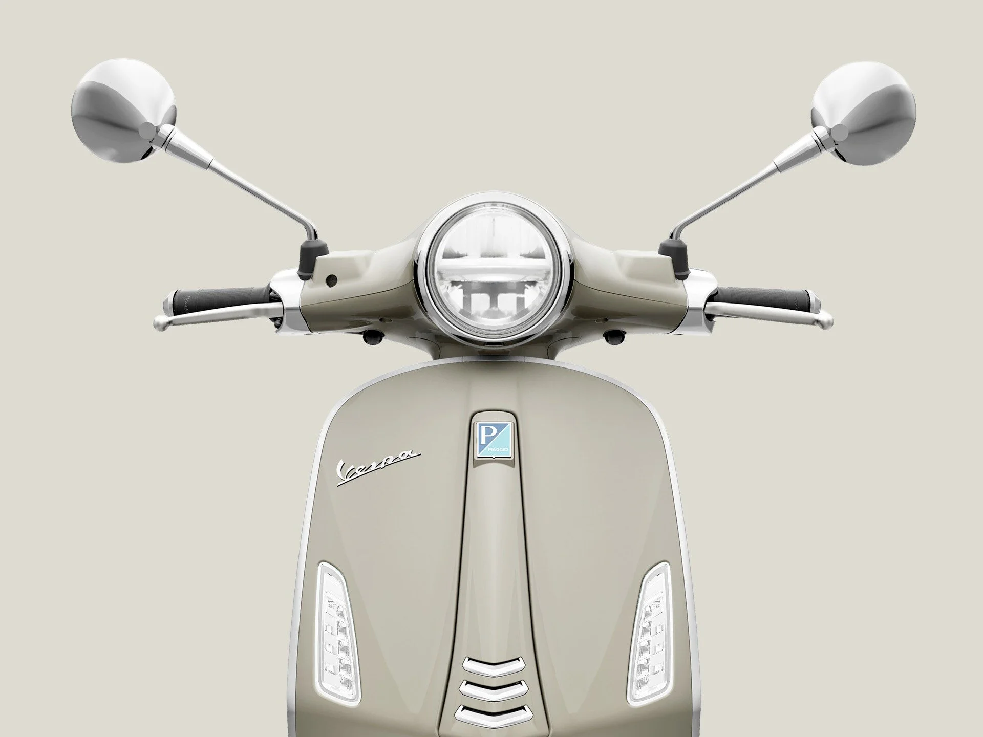 2026 Vespa Primavera 50 scooter in Beige — three-quarter rear view 2