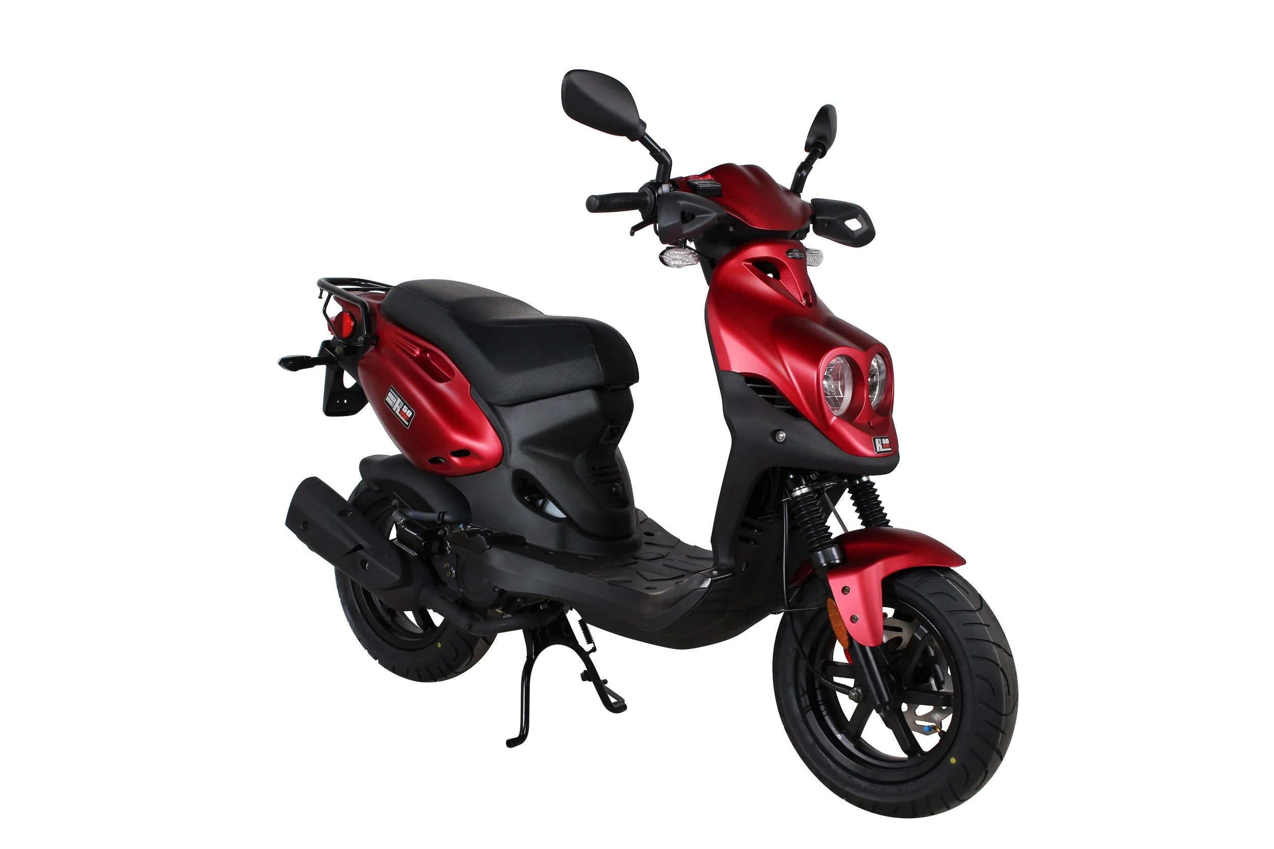 2026 Genuine RoughHouse 50 Sport scooter in Red — three-quarter rear view 2