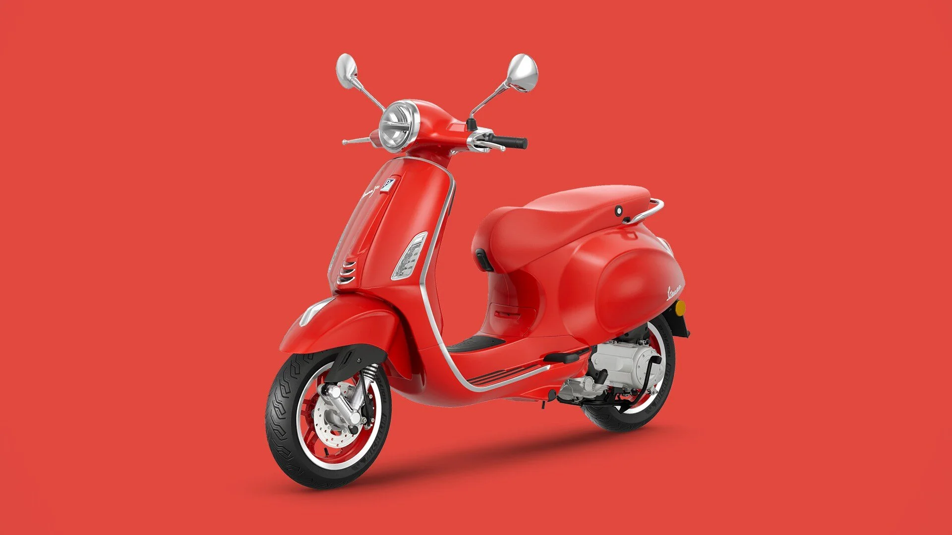 2026 Vespa Primavera 150 scooter in Red — close-up styling detail