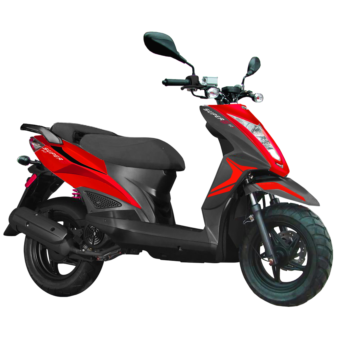 2026 Kymco Super 8 50x scooter in Red — full-length studio view