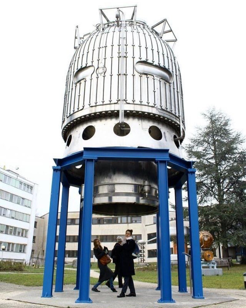 Particle collider junkyard in Switzerland, a great gazebo for physicists to get married.