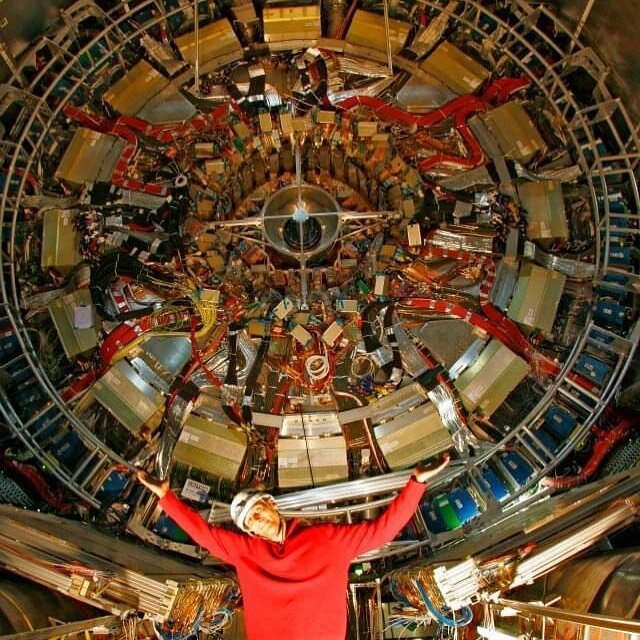 Physicist jokes in the ATLAS detector (CERN&rsquo;s Large Hadron Collider).
