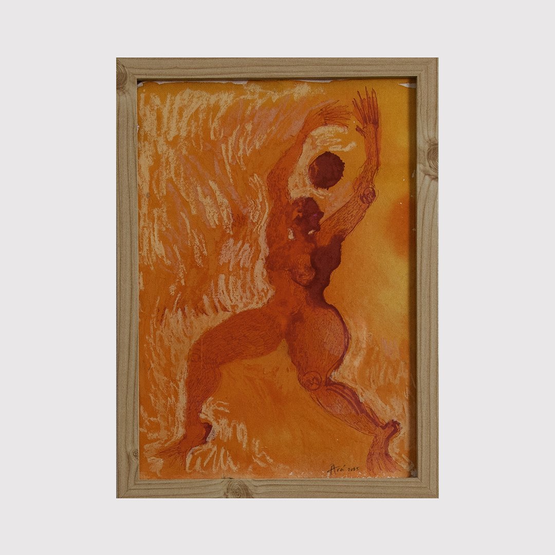  Kandre Arámide Hassan,  Yielding,  Ink and pastel on cotton rag paper, 29.7cm x 21cm, 2025. 