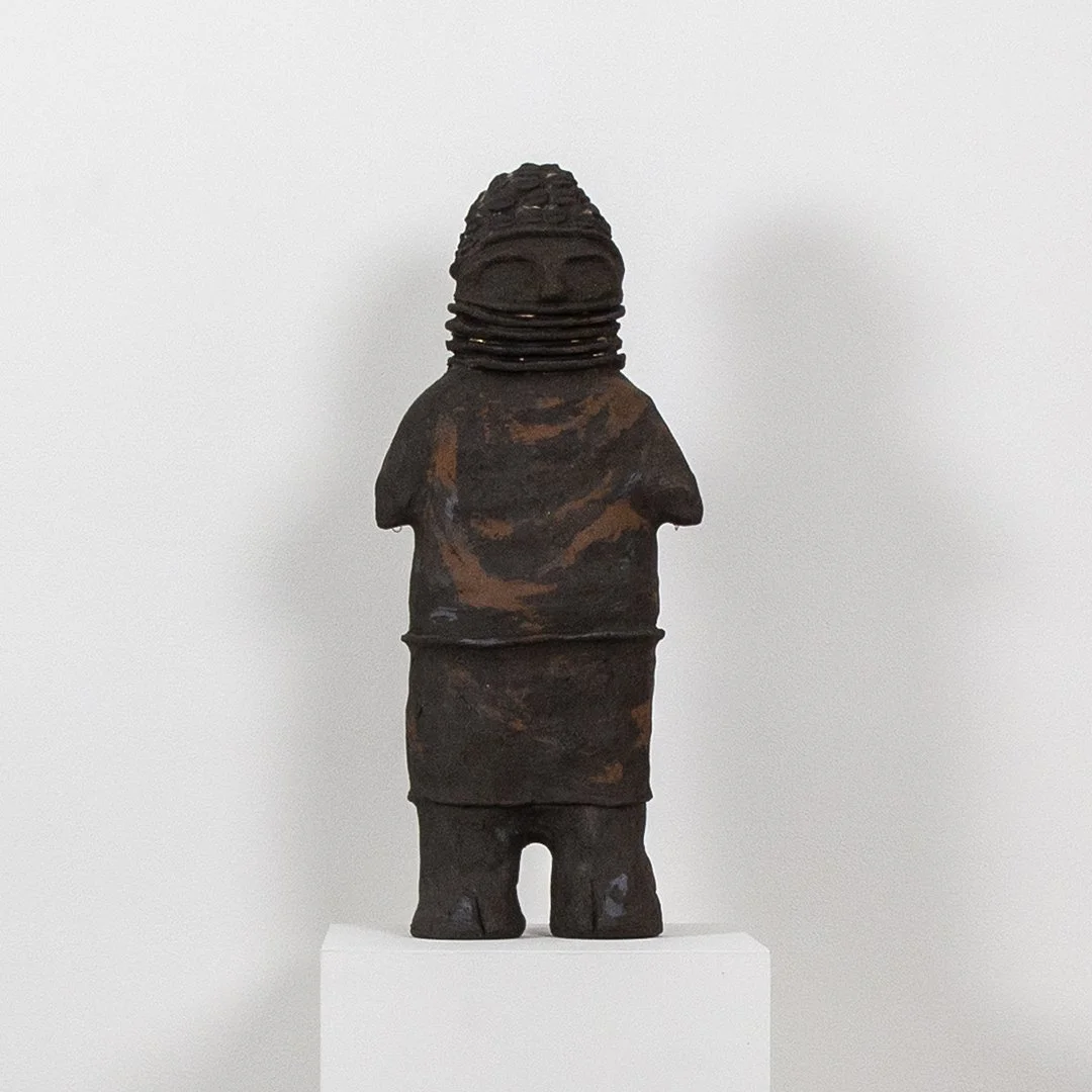    Freda Osayuki Igiogbe,  Ishango,  Bisque fired ceramic, 56cm x 23cm x 9cm, 2025. 