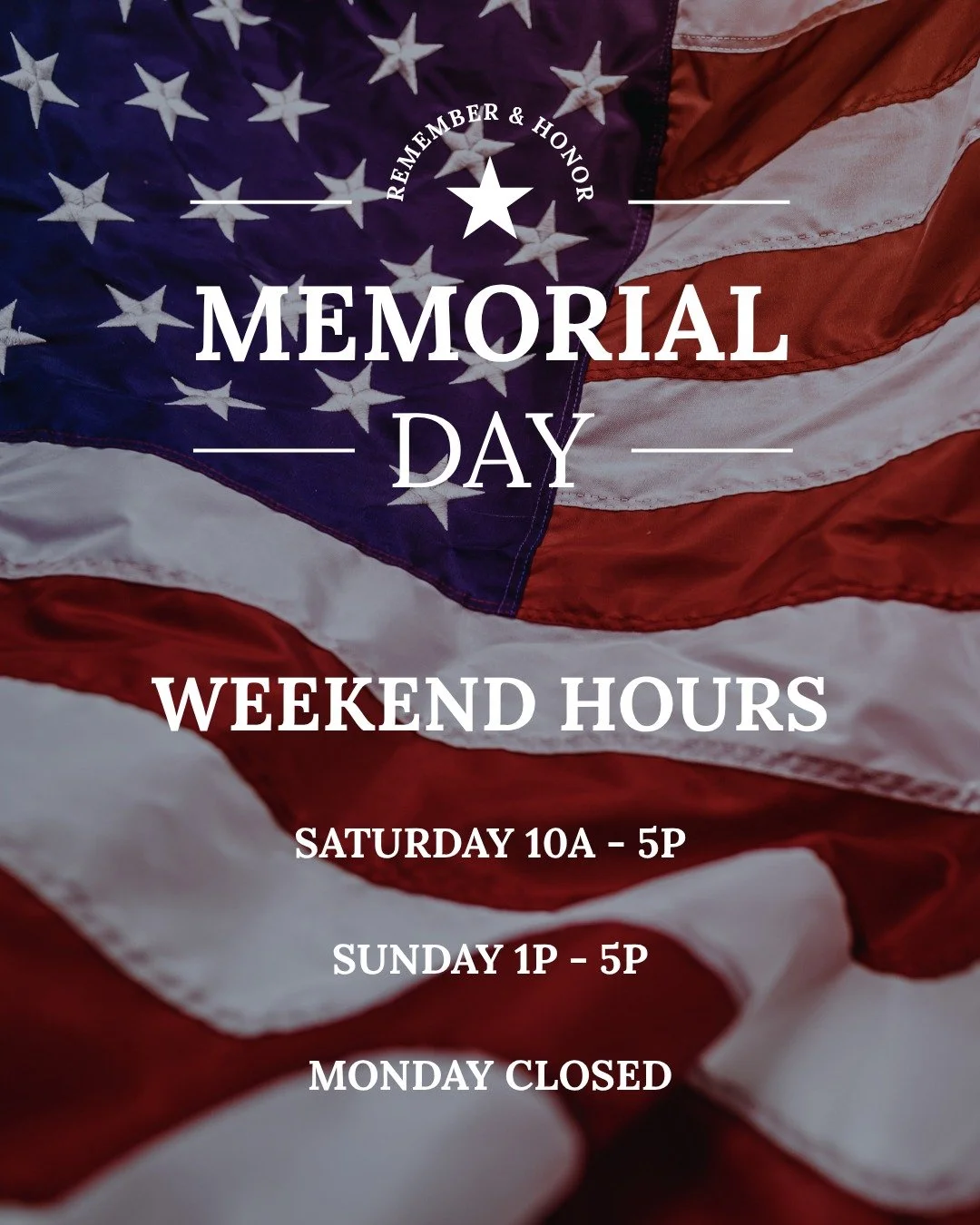 This Memorial Day weekend, we pause to remember and honor those who gave their lives in service to our country. 🇺🇸

Windsor Run Cellars will be open:
Saturday: 10AM&ndash;5PM
Sunday: 1PM&ndash;5PM
Monday: Closed

We hope everyone has a safe and mea
