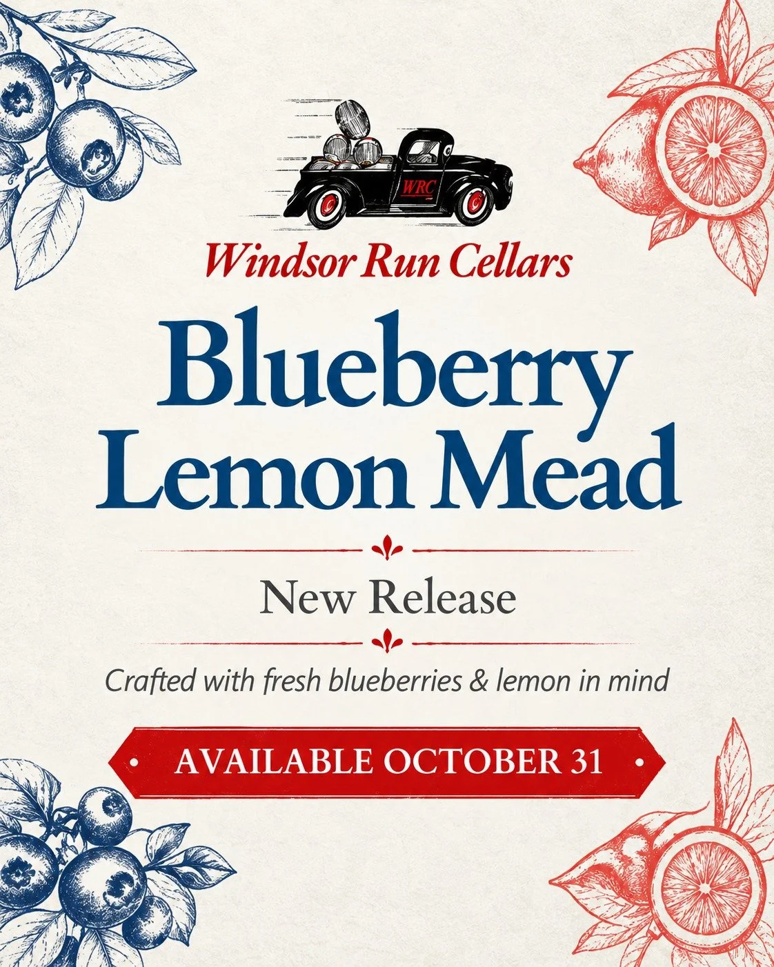 There&rsquo;s a new mead at Windsor Run Cellars!
Blueberry Lemon Mead has joined our lineup alongside our popular Apple Mead. Stop by, try our newest addition, and let us know what you think!

#WindsorRunCellars #BlueberryLemonMead #AppleMead #Mead #