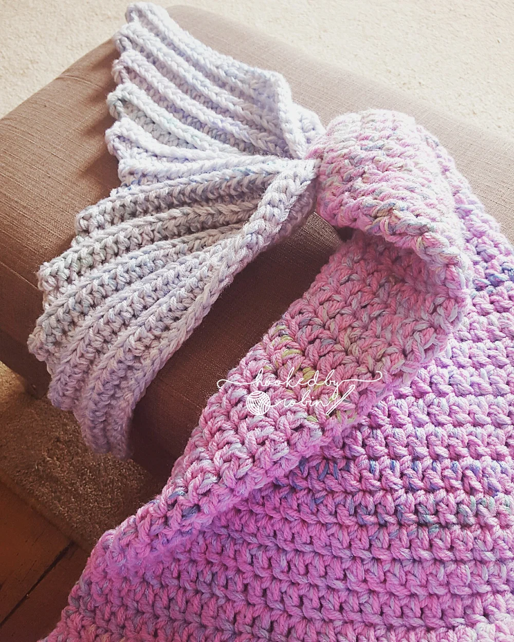 Crochet Mermaid Tail Blanket PDF PATTERN — Hooked by Robin