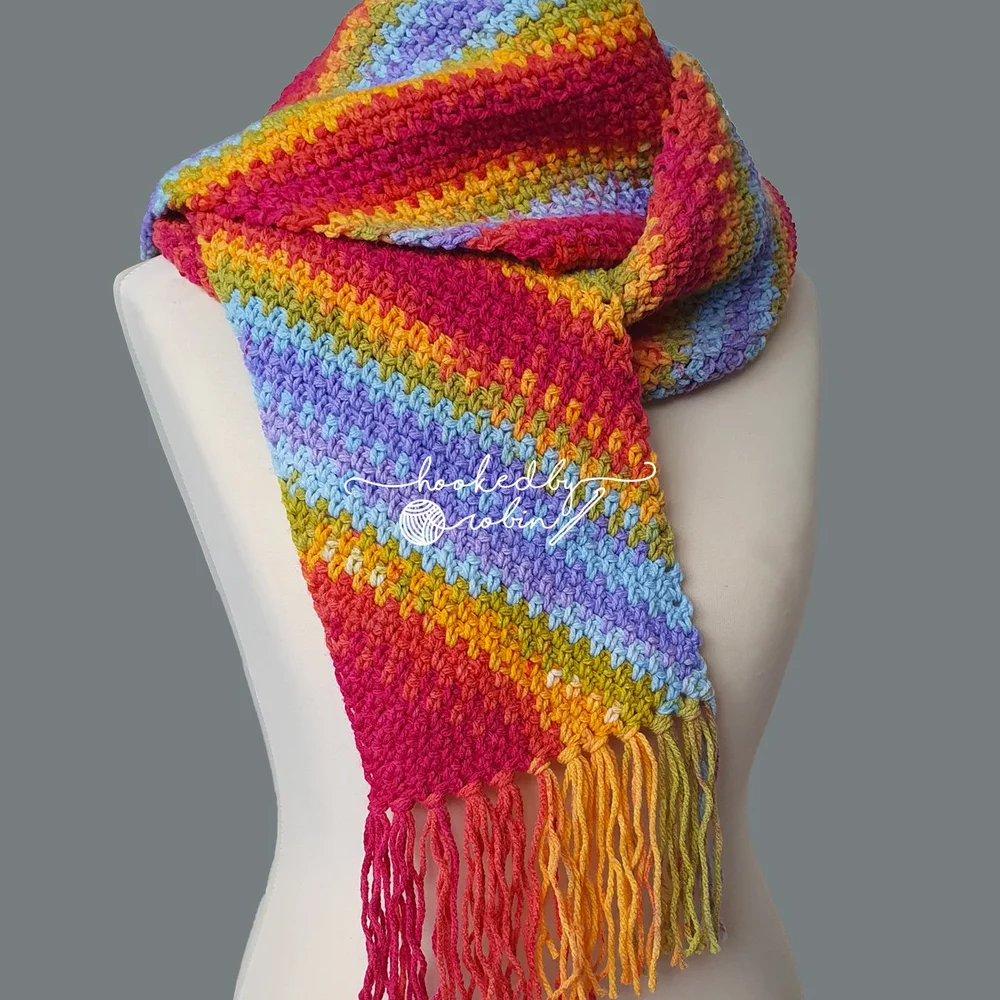 Crochet C2C Moss Stitch Scarf PDF PATTERN — Hooked by Robin