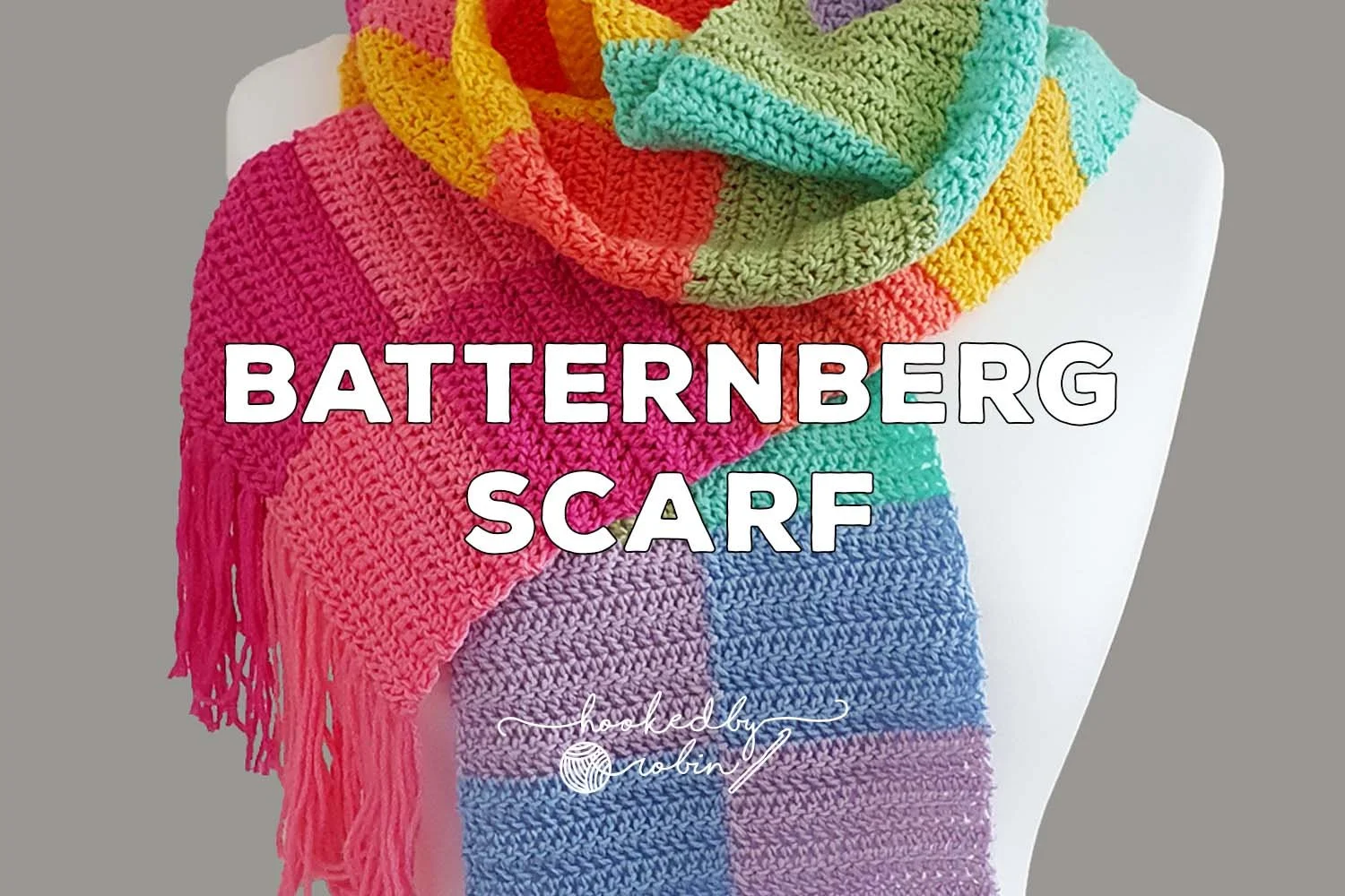 Crochet Colour Block Easy Batternburg Scarf [Free Video Tutorial &amp; Written Pattern!]