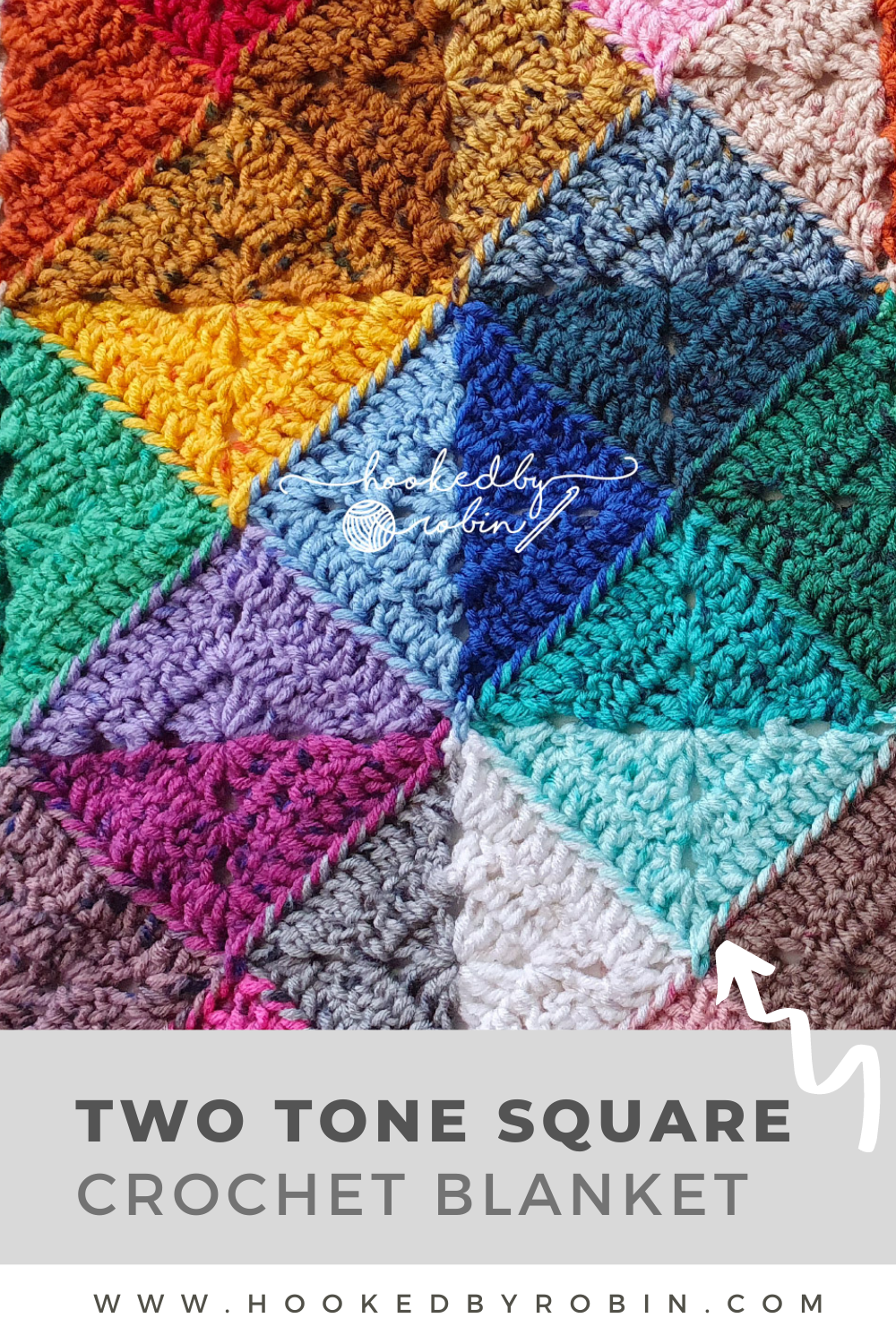 Two Color Solid Crochet Two Tone Solid Square Blanket [Free Video Tutorial & Written ...