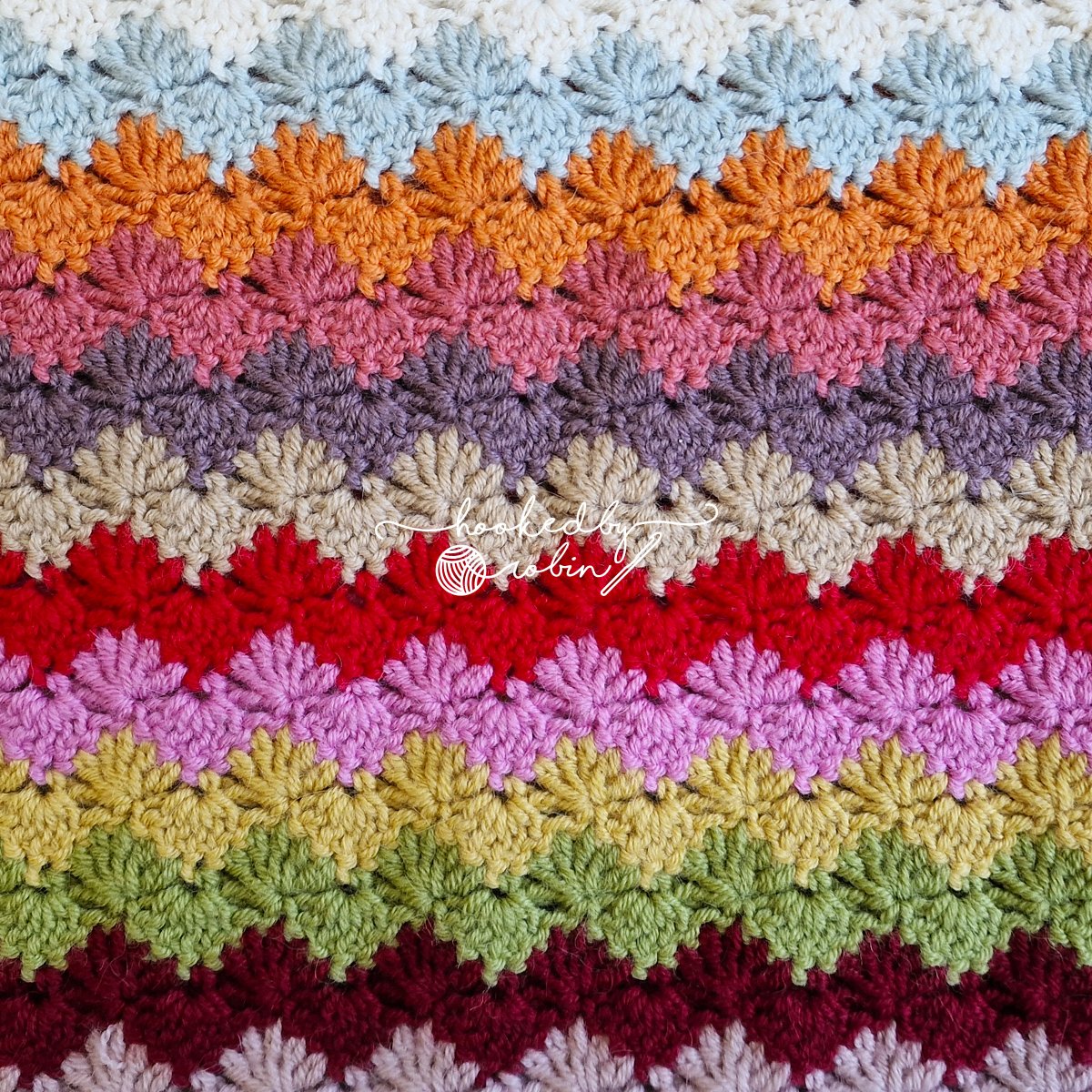 Crochet Interlocking Shell Stitch Written Pattern — Hooked by Robin