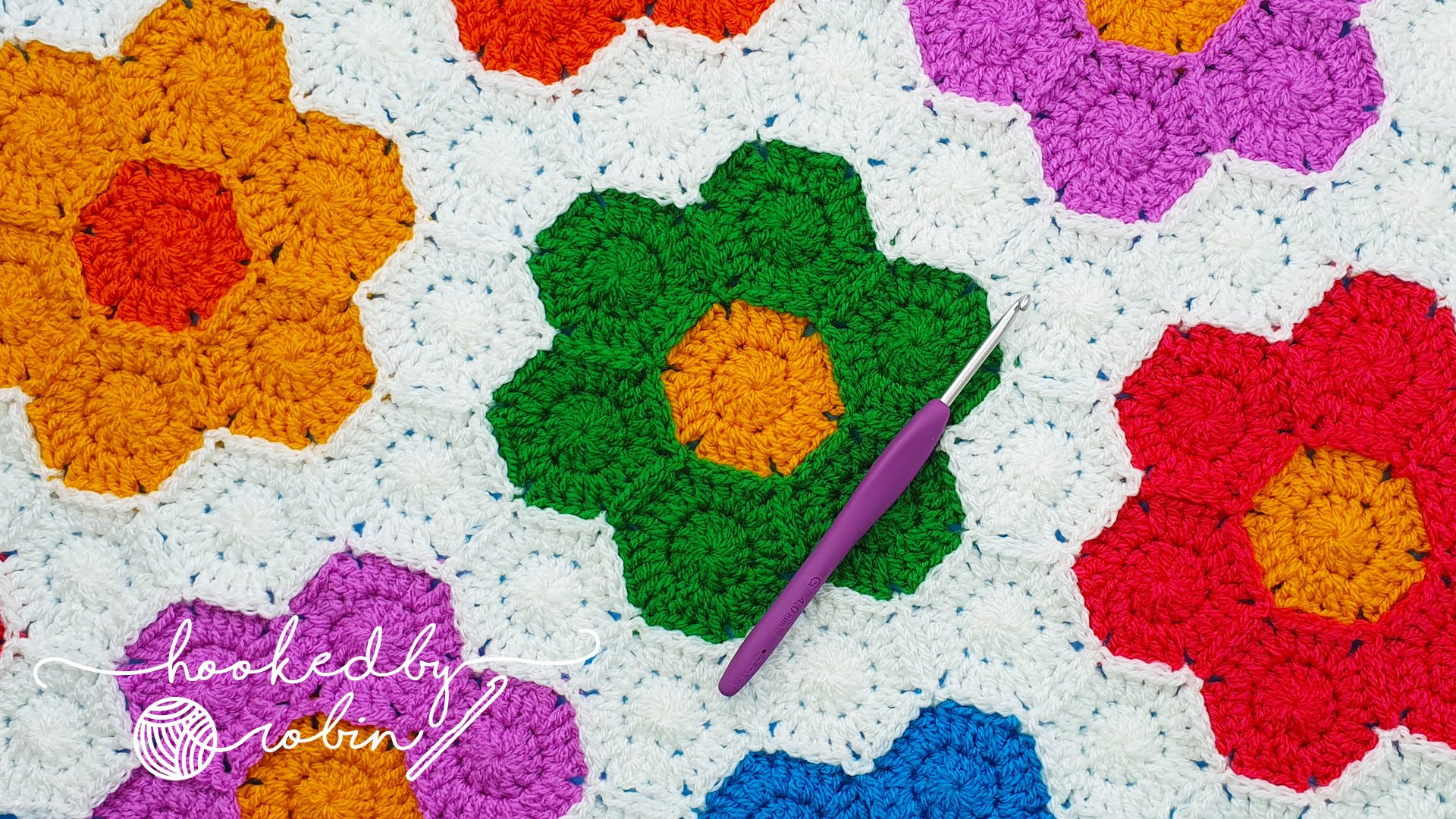 Crochet Small Solid Hexagon Motif JOIN AS YOU GO [Free Video Tutorial ...