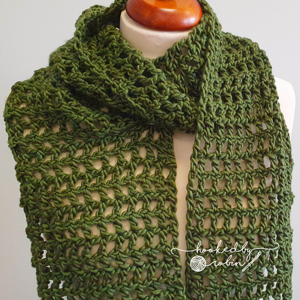 Crochet Chunky Mesh Scarf Written Pattern — Hooked by Robin
