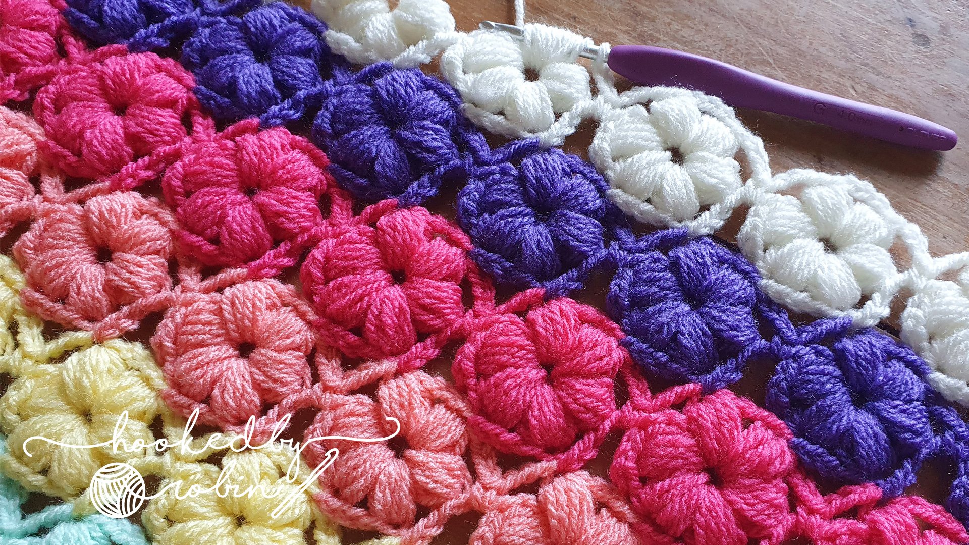 Crochet Puff Flower Blanket [Free Video Tutorial & Written Pattern
