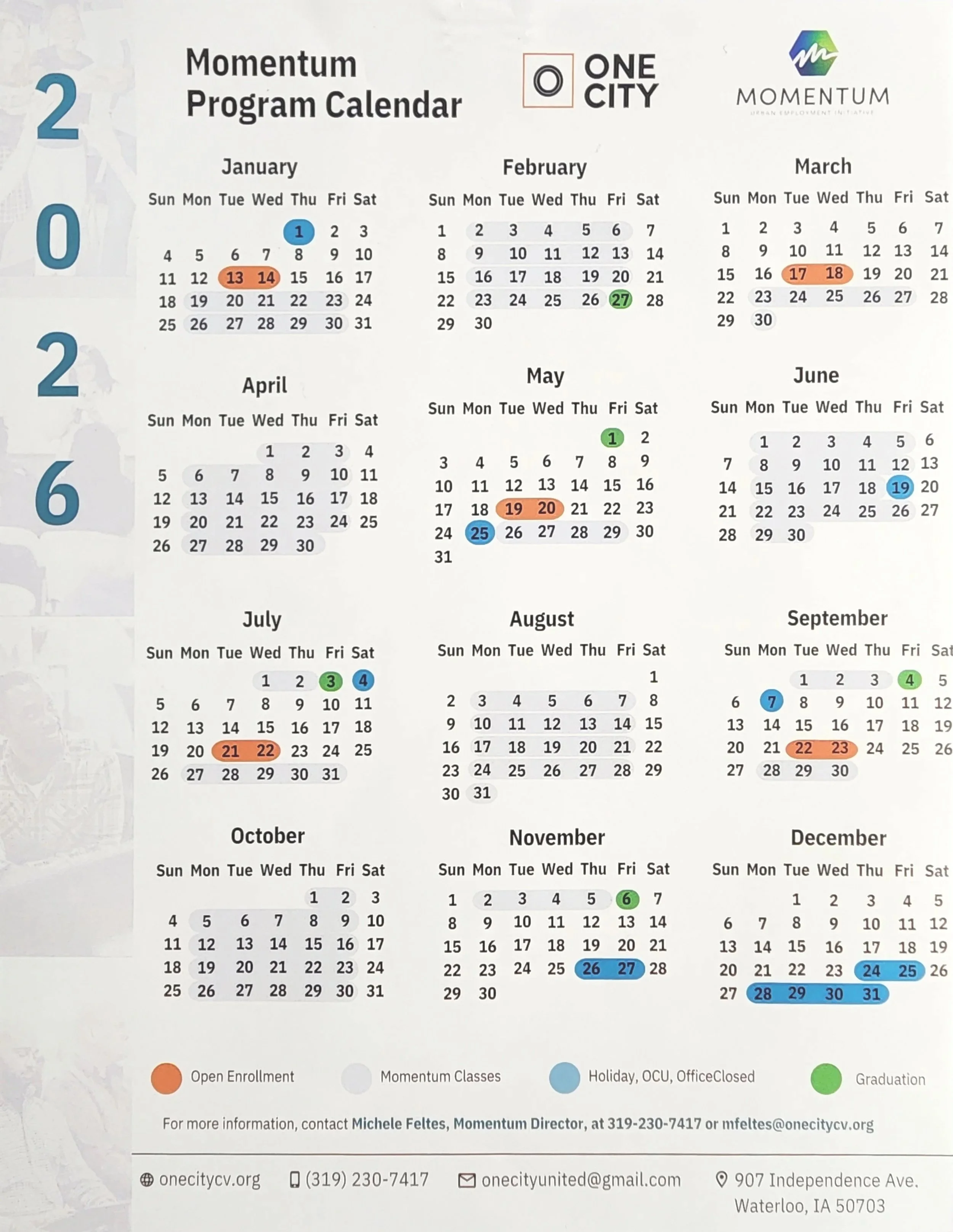 One City's Momentum: 2026 Class Schedule