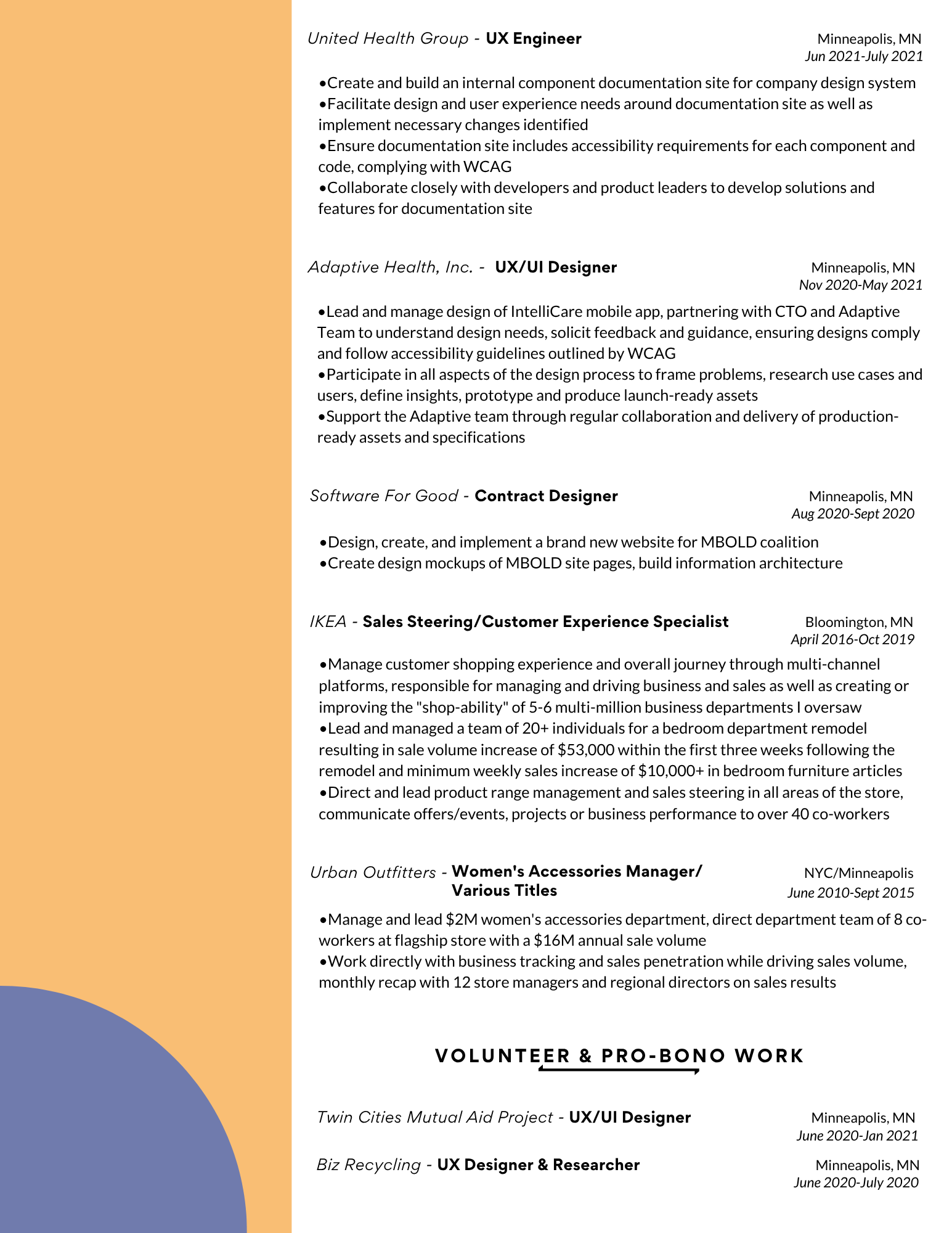 A resume outlining education, work positions, tools, skills and methods used, and contact information for Andrew Steffenhagen