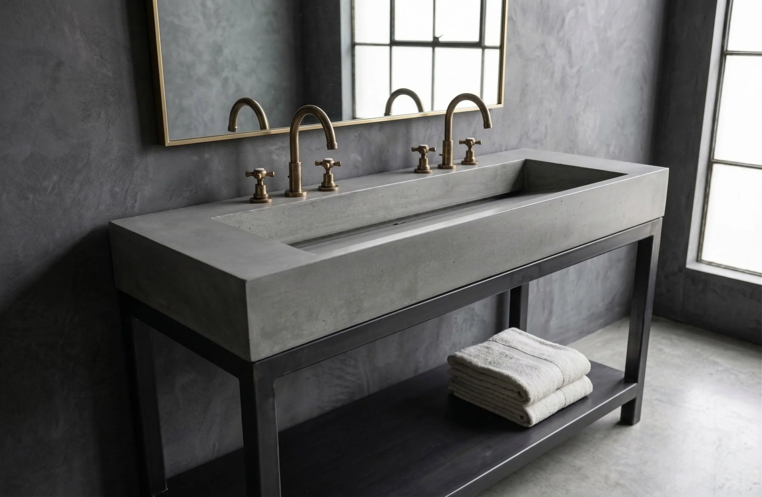 Concrete Ramp Vanity on Steel Base