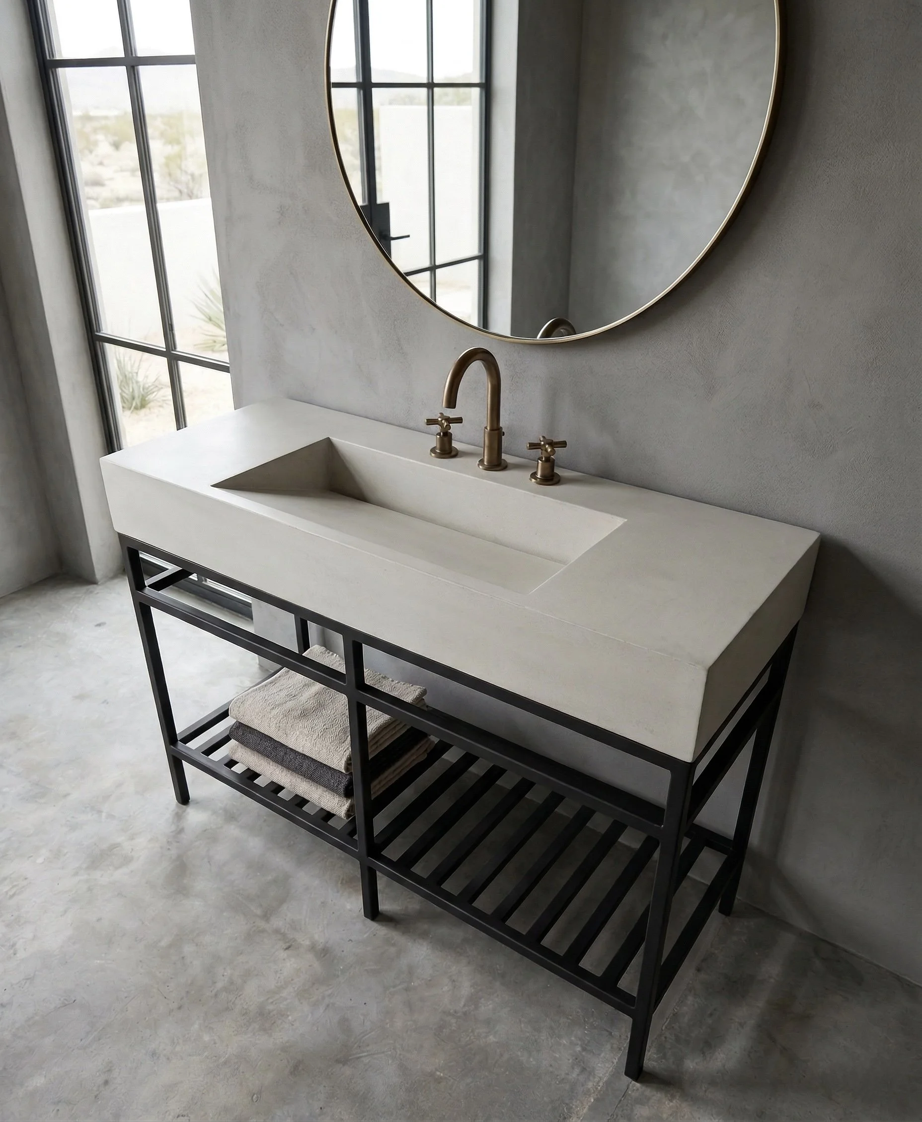 Ramp Vanity Sink On Steel Base