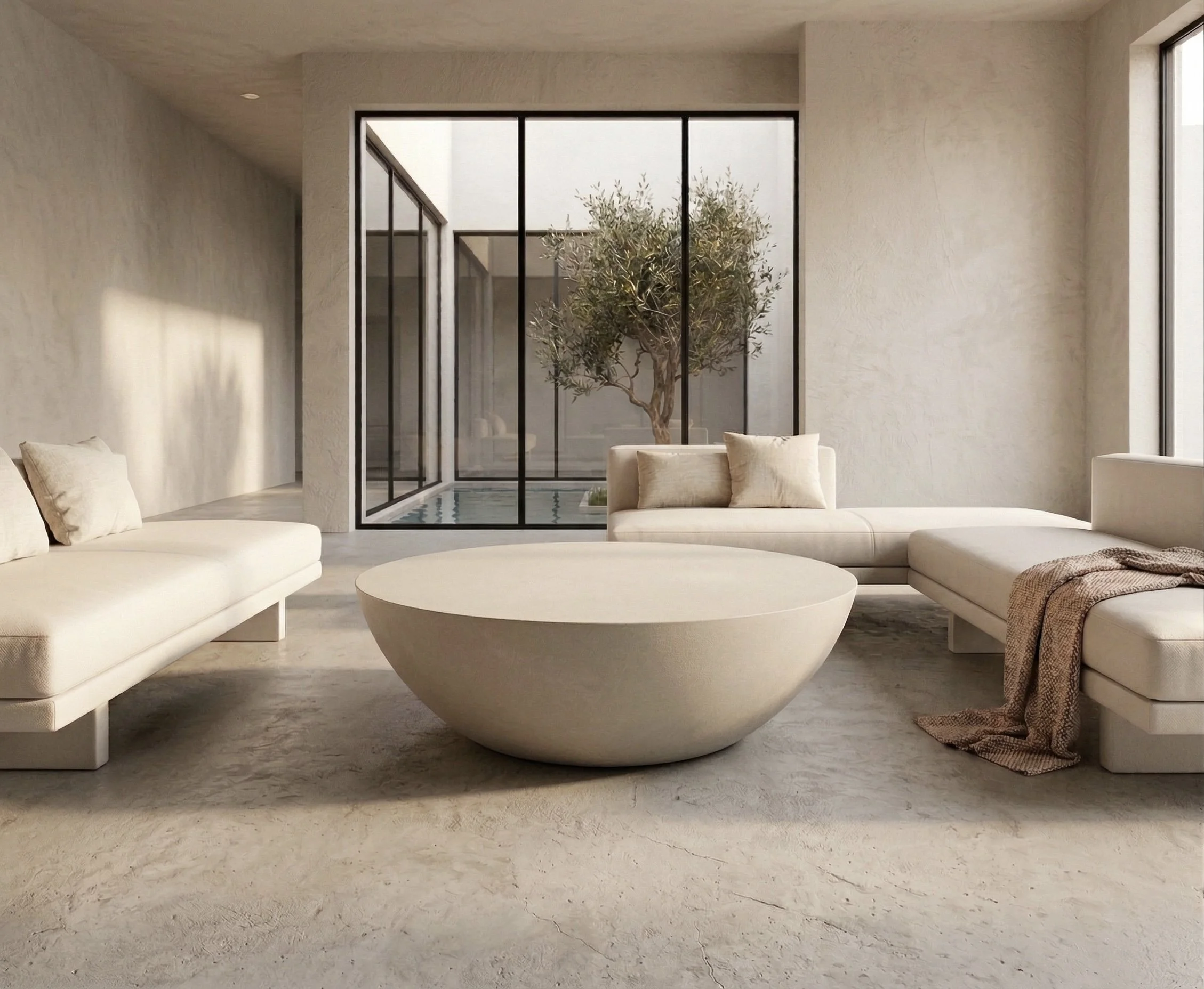 Round Drum Concrete Coffee Table