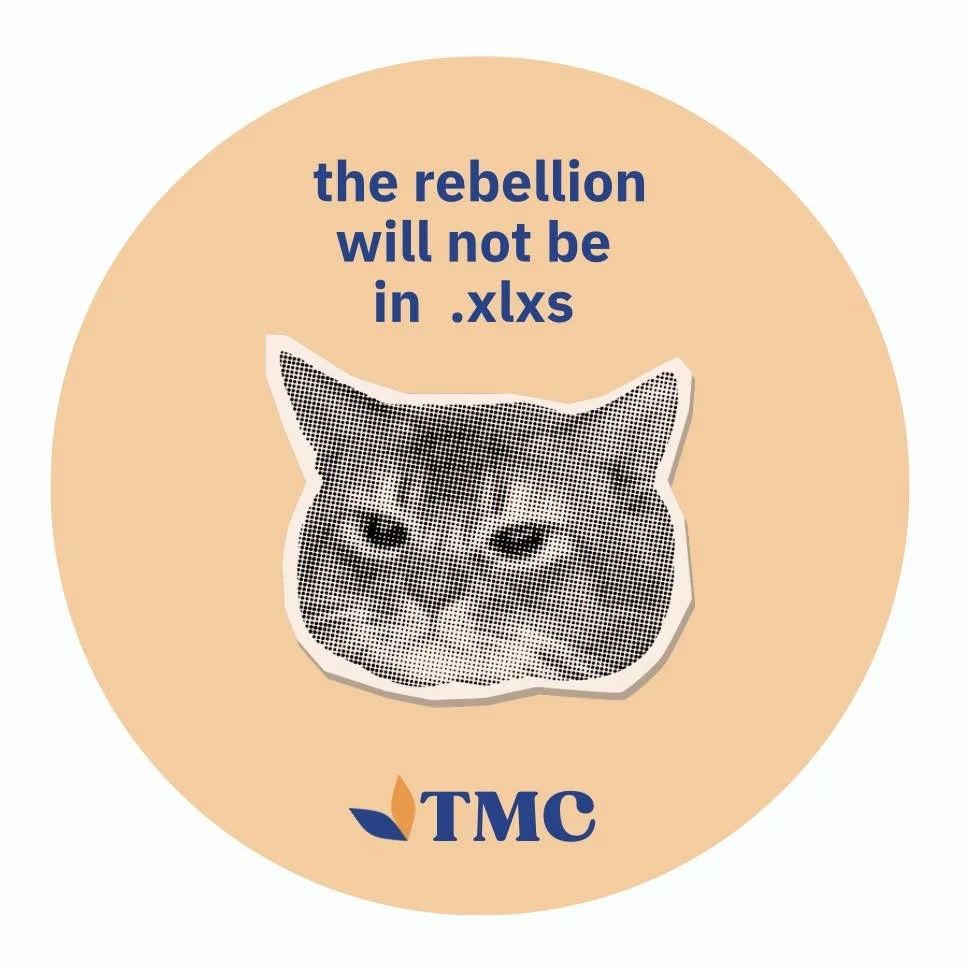 A sticker design for TMC intended as conference tabling merch