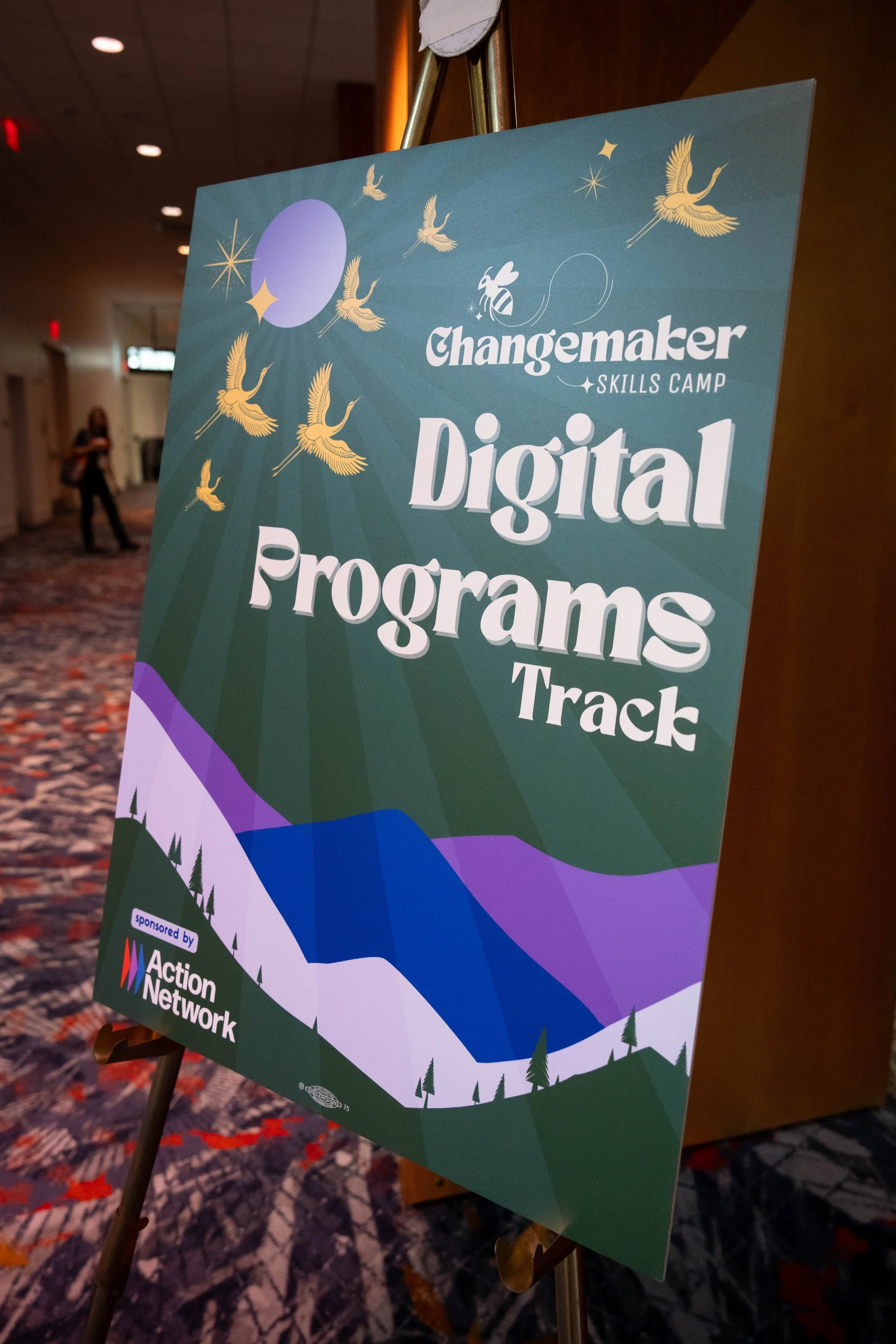 One of seven room sign designs for Changemaker Skills Camp 2025
