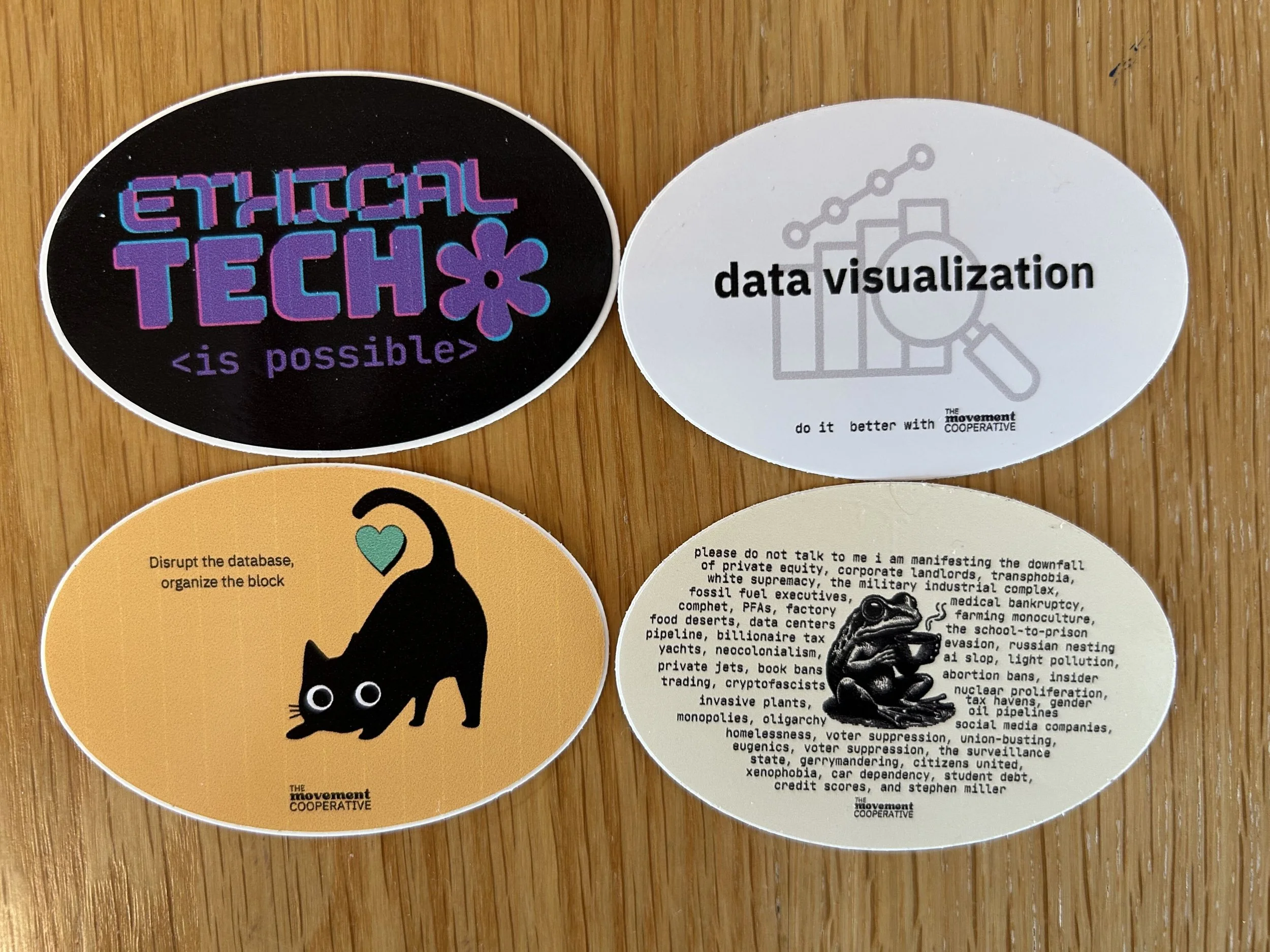 Sticker designs created for Netroots Nation 2025 (conference tabling)